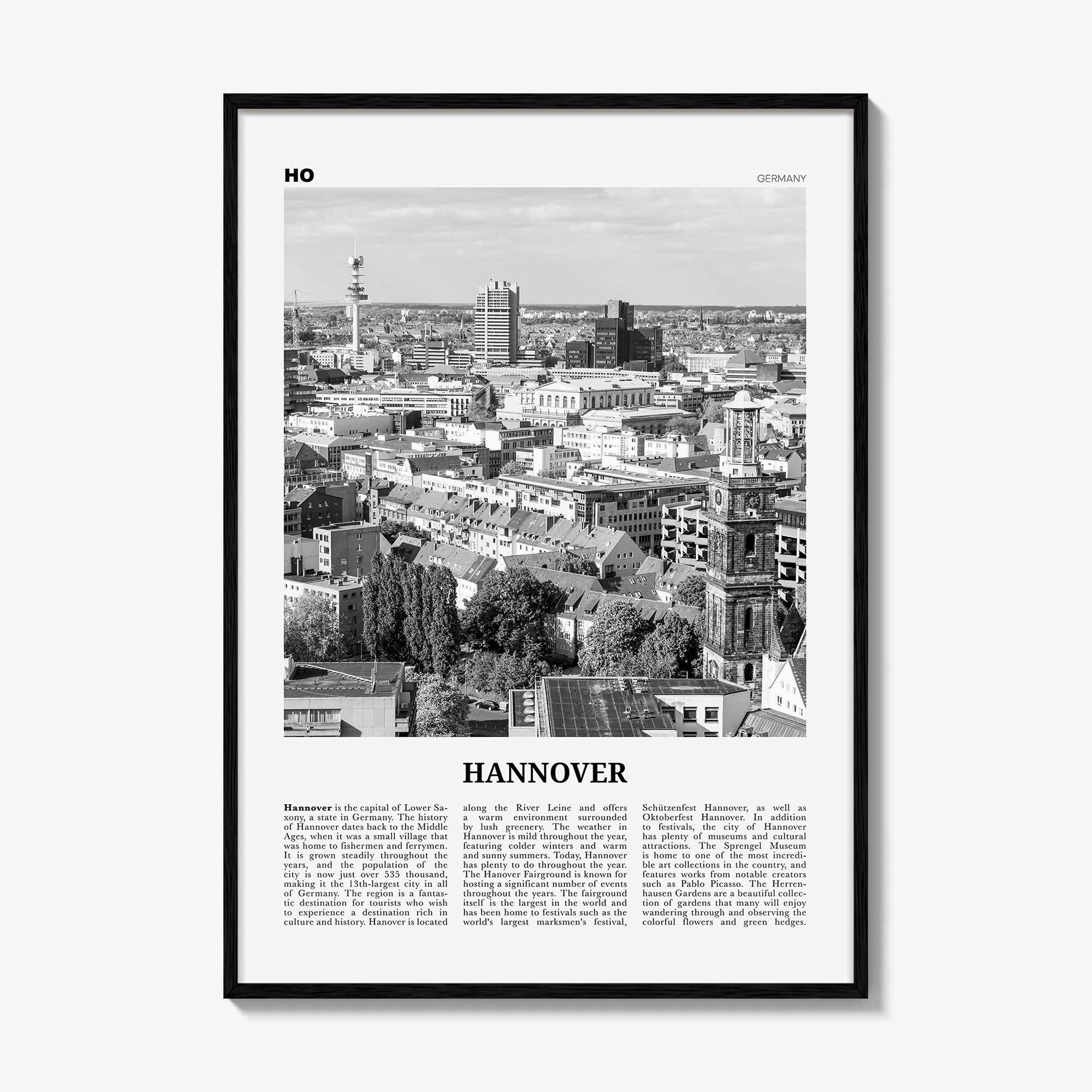 Hannover Print Black and White, Hanover Wall Art, Hannover Poster, Hannover Photo, Hannover Wall Décor, Deutschland, Germany, Lower Saxony