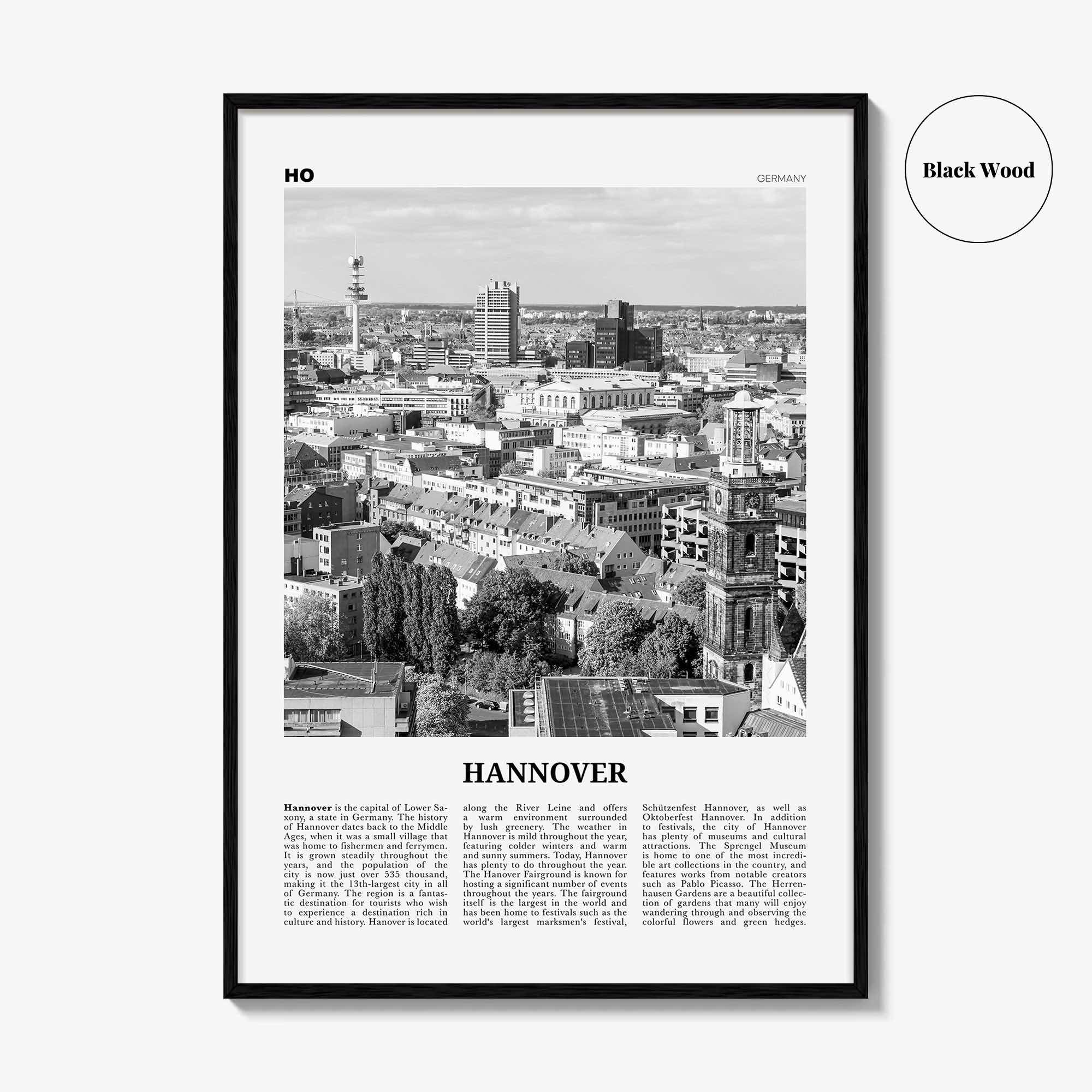 Hannover Print Black and White, Hanover Wall Art, Hannover Poster, Hannover Photo, Hannover Wall Décor, Deutschland, Germany, Lower Saxony