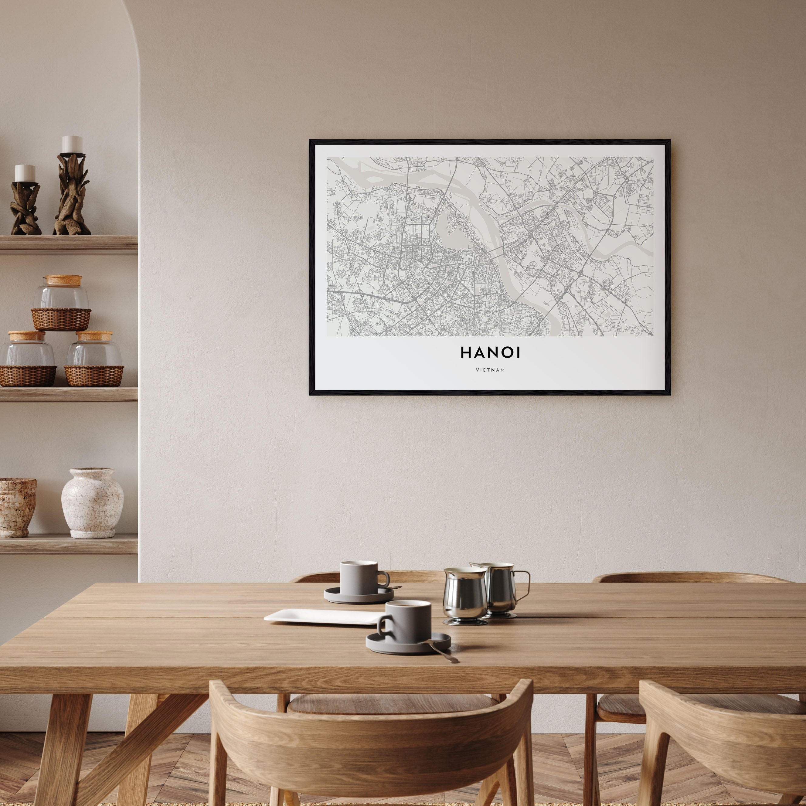 Hanoi Map Landscape Poster