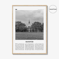 Hanover Print Black and White, Hanover Wall Art, Hanover Poster, Hanover Photo, Hanover Wall Décor, Hanover Map, New Hampshire, USA