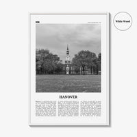 Hanover Print Black and White, Hanover Wall Art, Hanover Poster, Hanover Photo, Hanover Wall Décor, Hanover Map, New Hampshire, USA