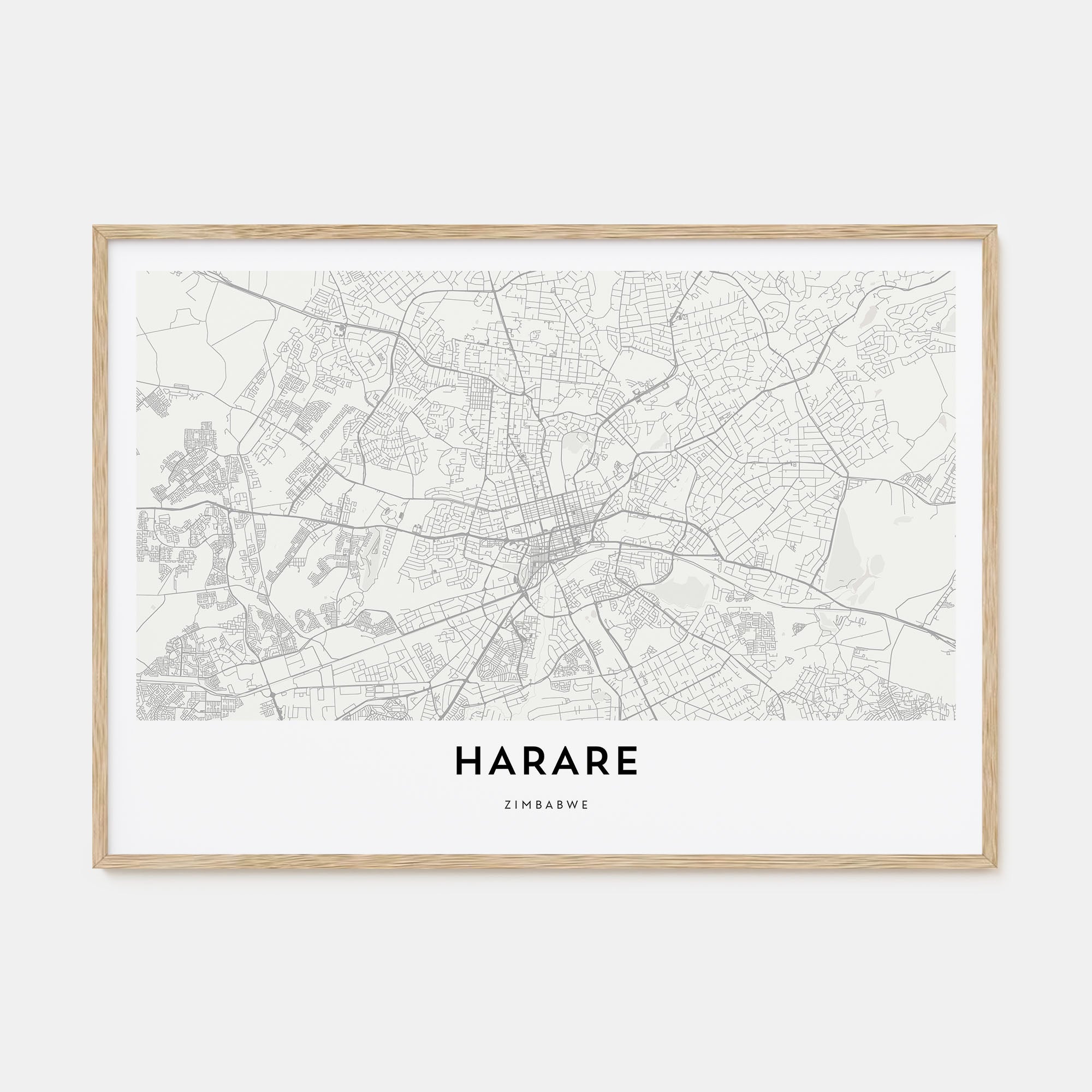 Harare Map Landscape Poster