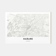 Harare Map Landscape Poster