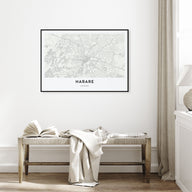 Harare Map Landscape Poster
