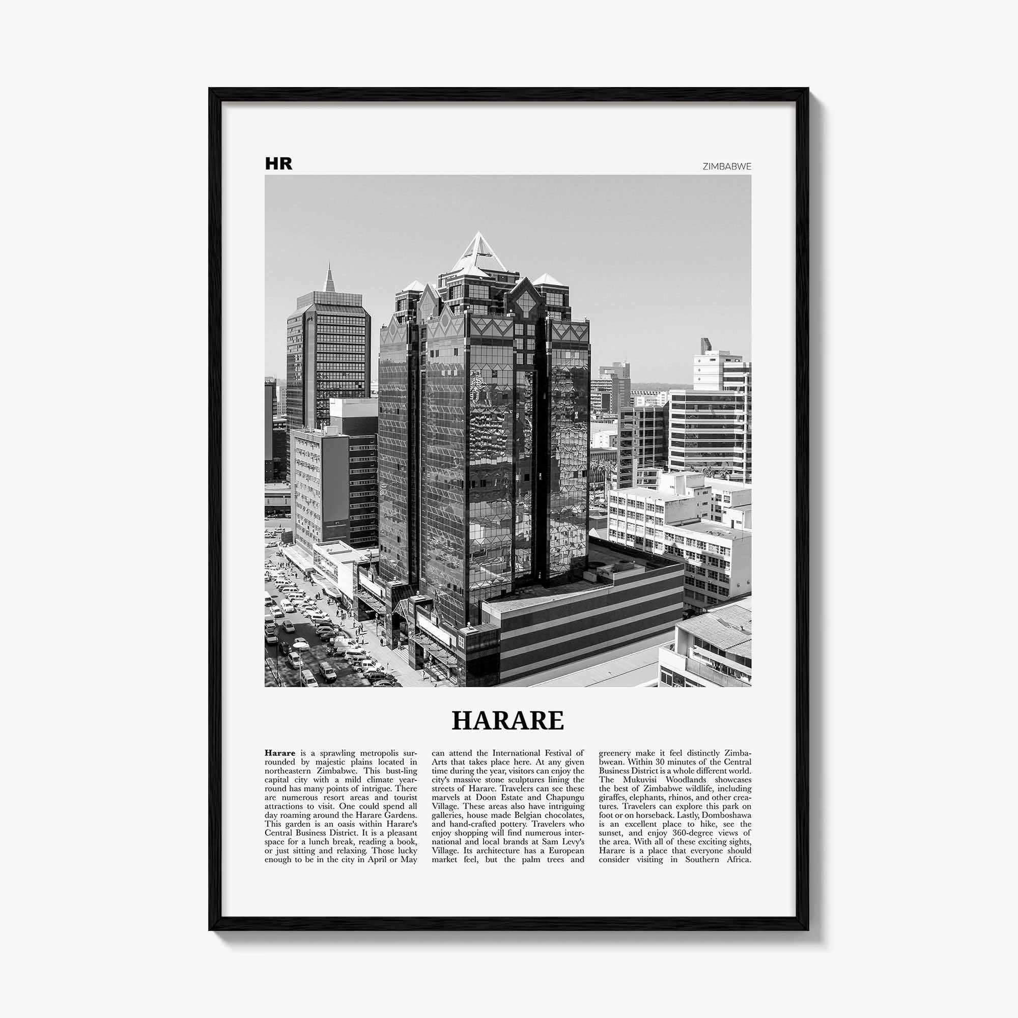 Harare Print Black and White, Harare Wall Art, Harare Poster, Harare Photo, Harare Wall Décor, Zimbabwe, Africa