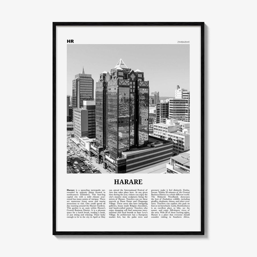 Harare Print Black and White, Harare Wall Art, Harare Poster, Harare Photo, Harare Wall Décor, Zimbabwe, Africa
