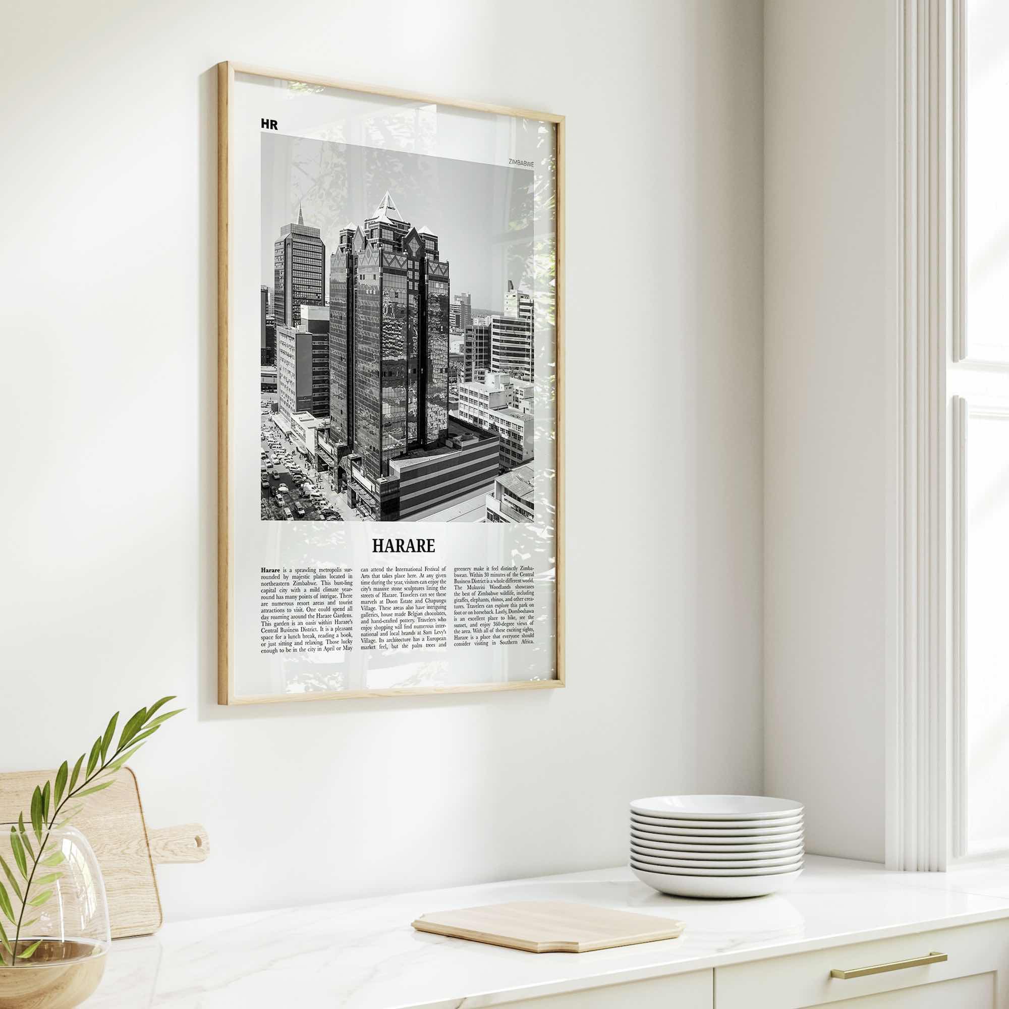 Harare Print Black and White, Harare Wall Art, Harare Poster, Harare Photo, Harare Wall Décor, Zimbabwe, Africa