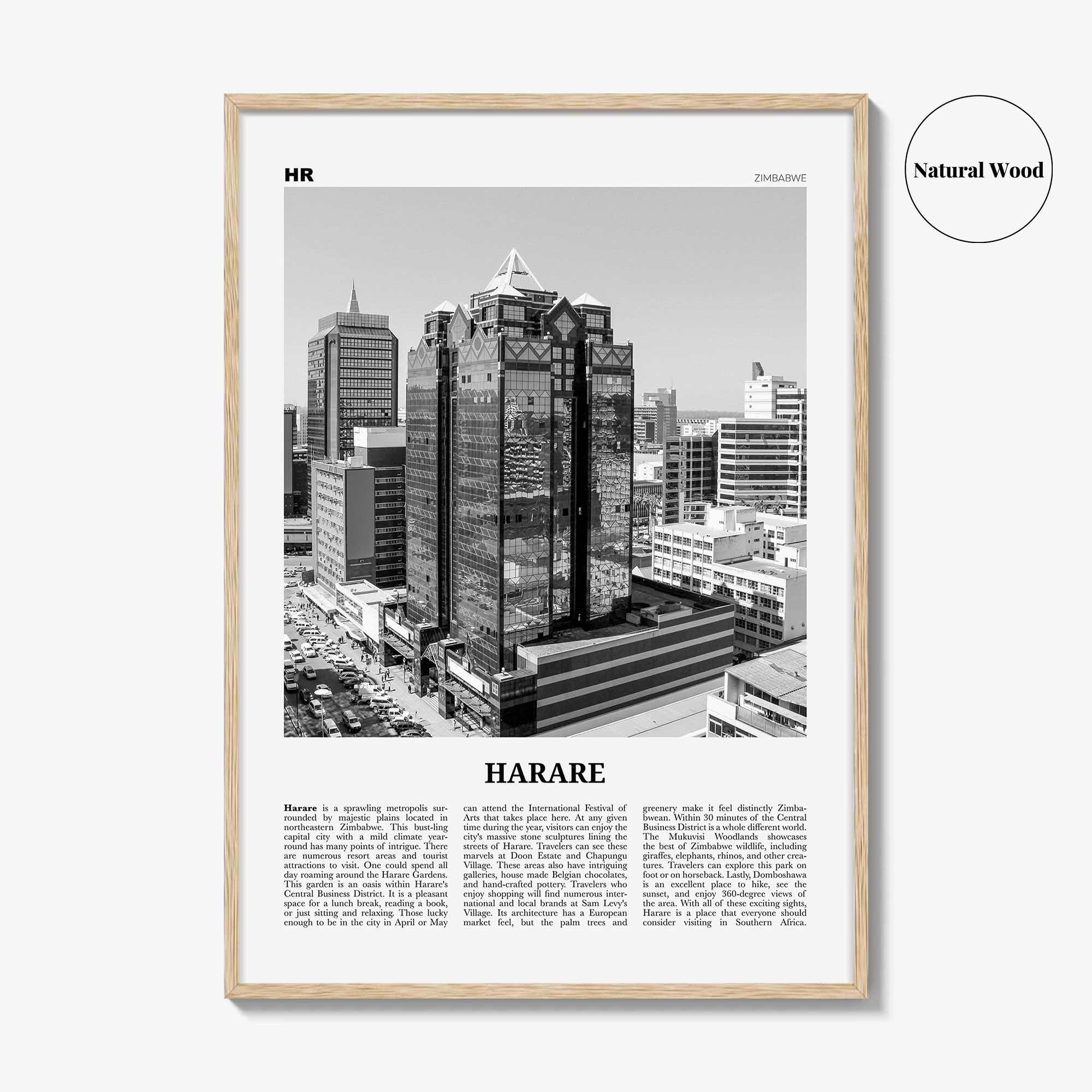 Harare Print Black and White, Harare Wall Art, Harare Poster, Harare Photo, Harare Wall Décor, Zimbabwe, Africa