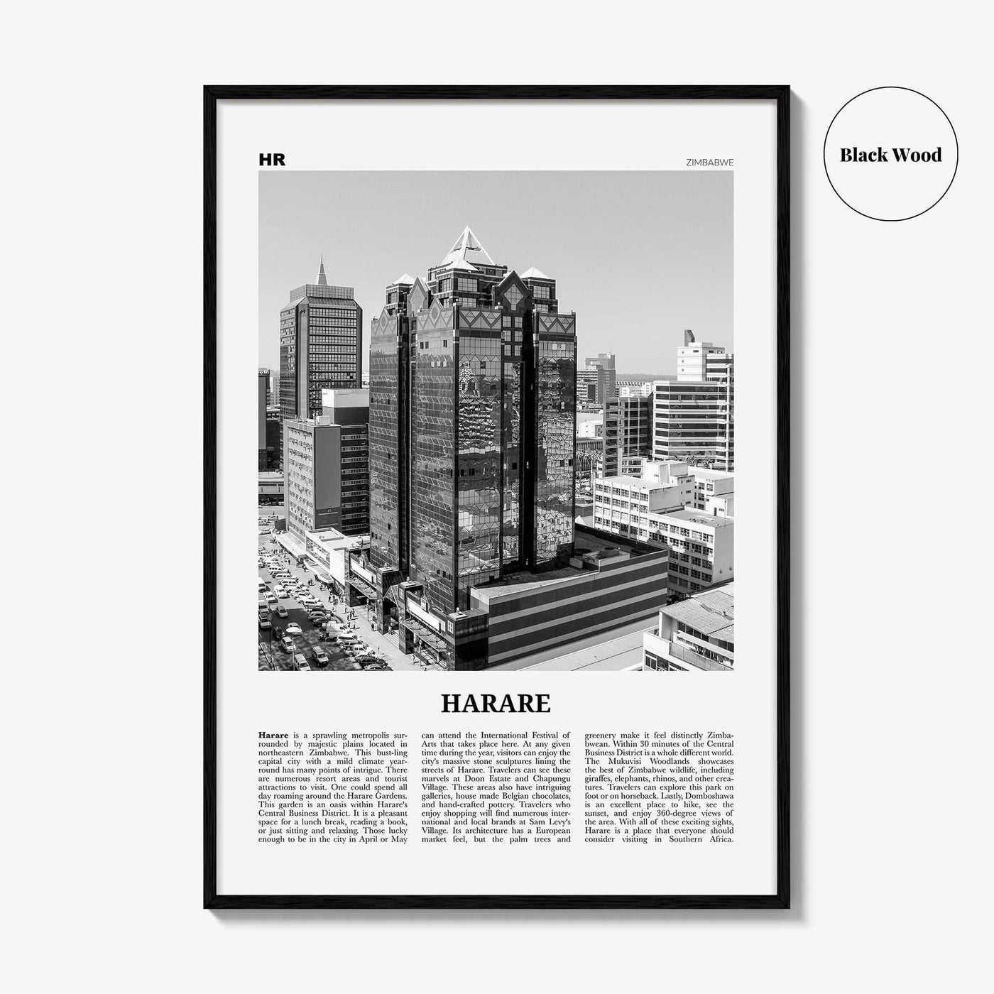 Harare Print Black and White, Harare Wall Art, Harare Poster, Harare Photo, Harare Wall Décor, Zimbabwe, Africa