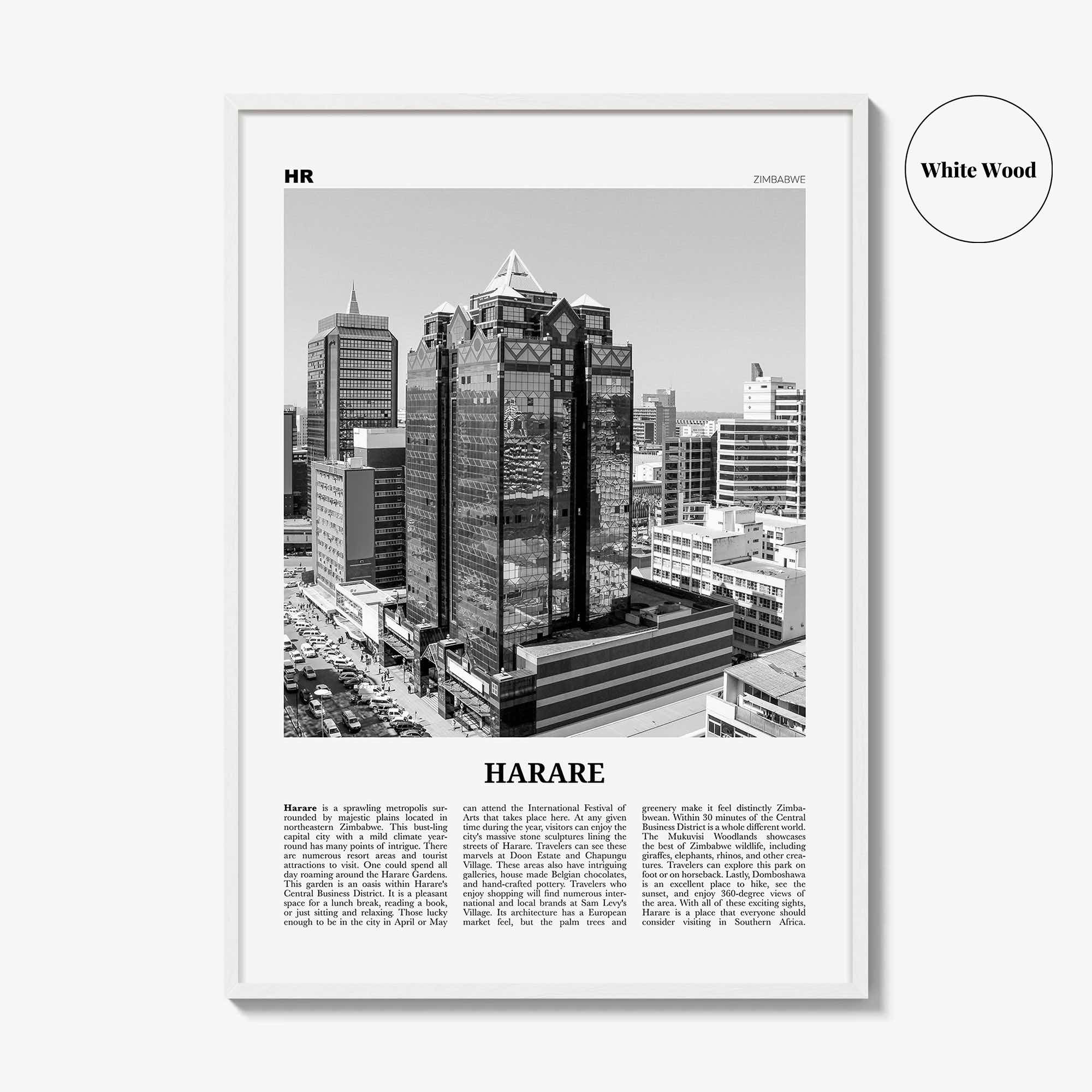 Harare Print Black and White, Harare Wall Art, Harare Poster, Harare Photo, Harare Wall Décor, Zimbabwe, Africa