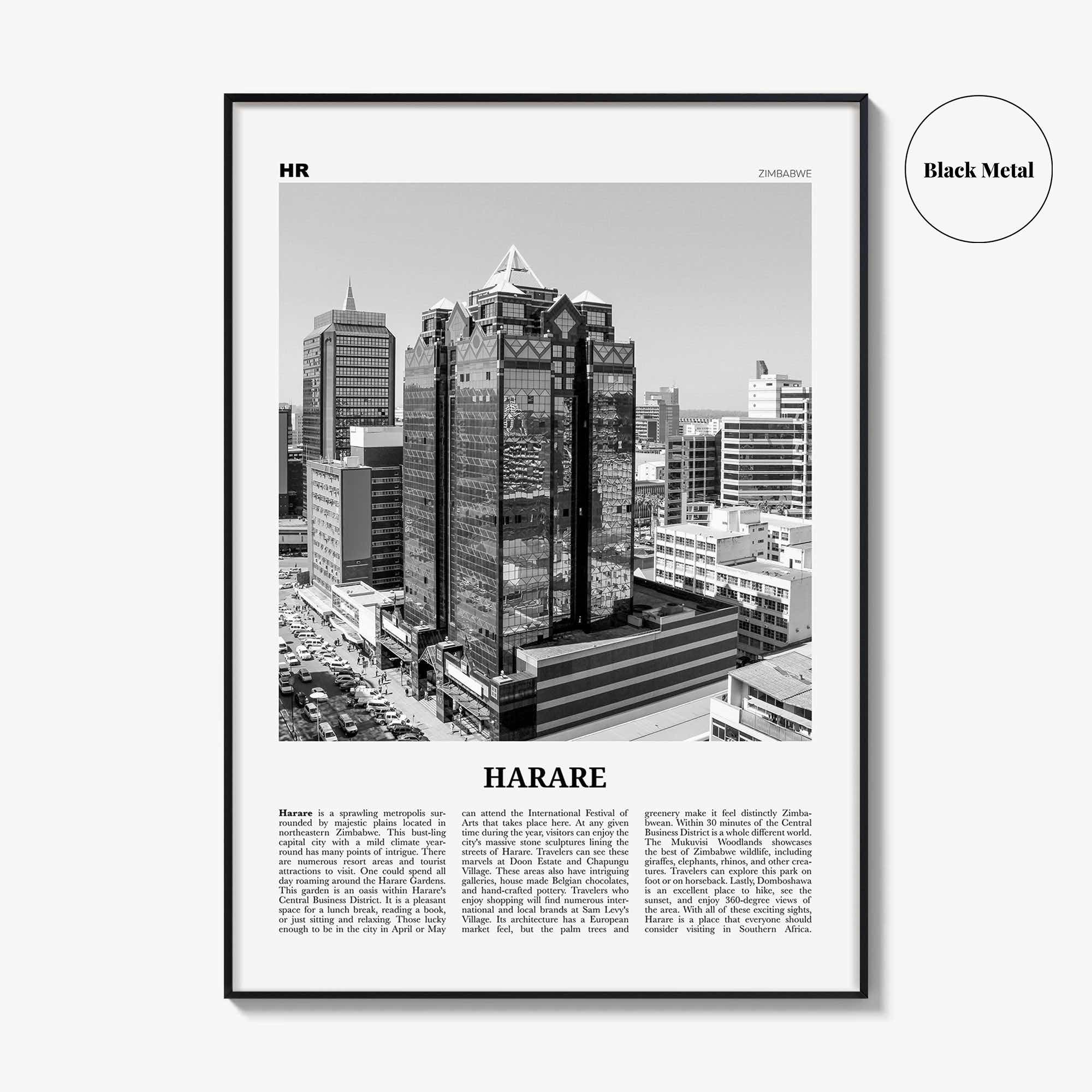 Harare Print Black and White, Harare Wall Art, Harare Poster, Harare Photo, Harare Wall Décor, Zimbabwe, Africa