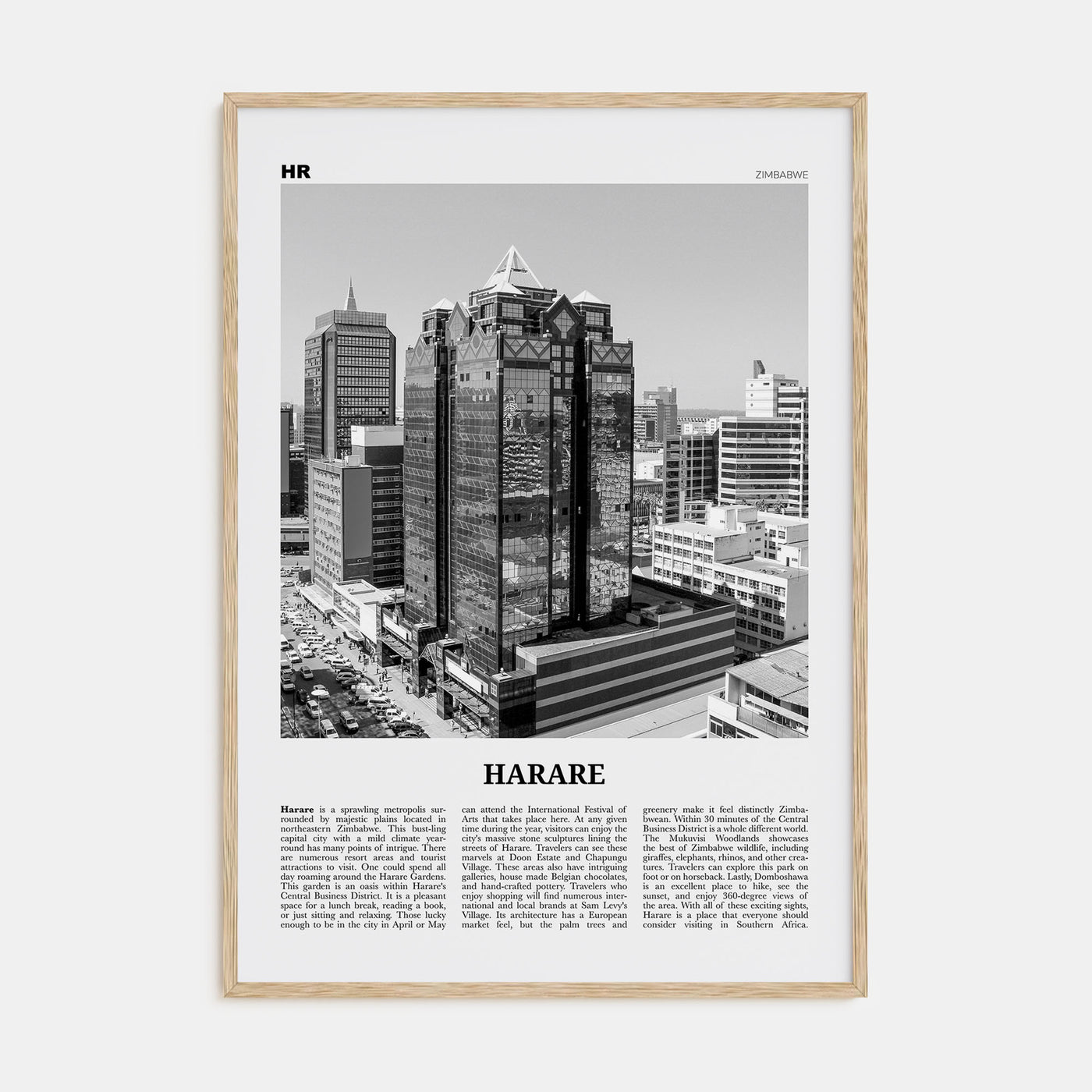 Harare Travel B&W Poster