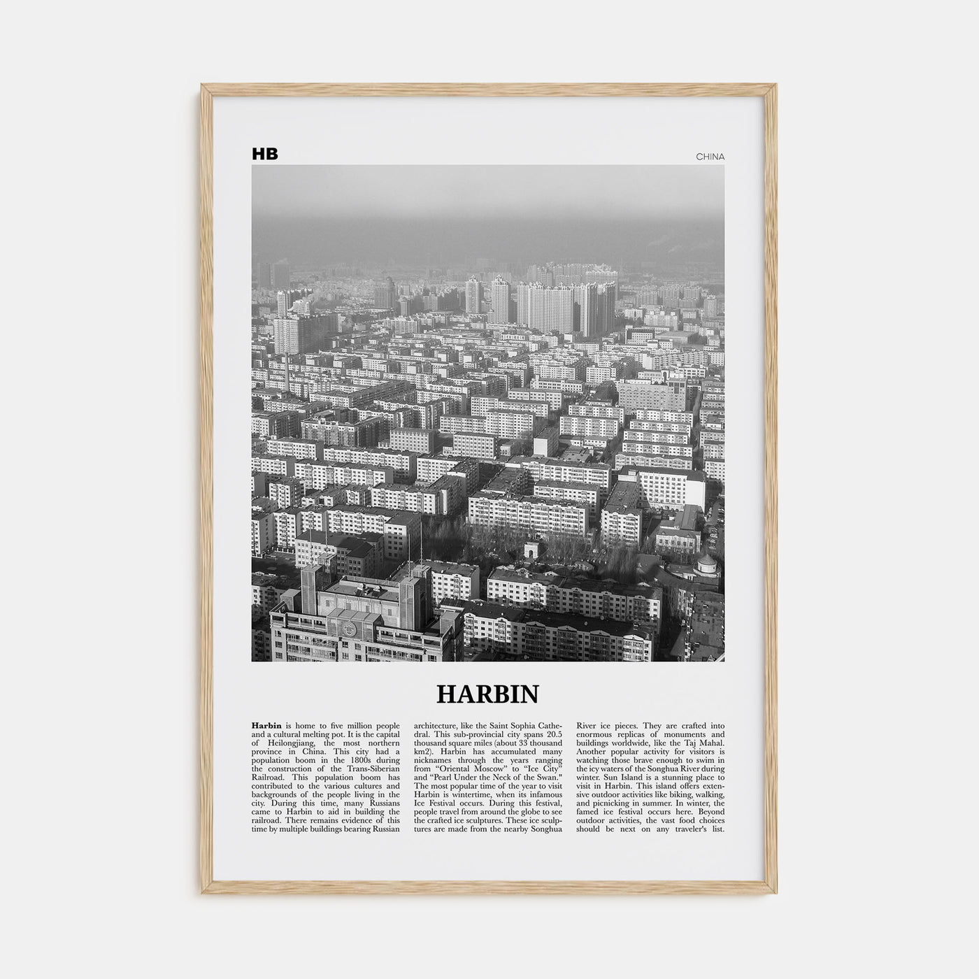 Harbin Travel B&W Poster