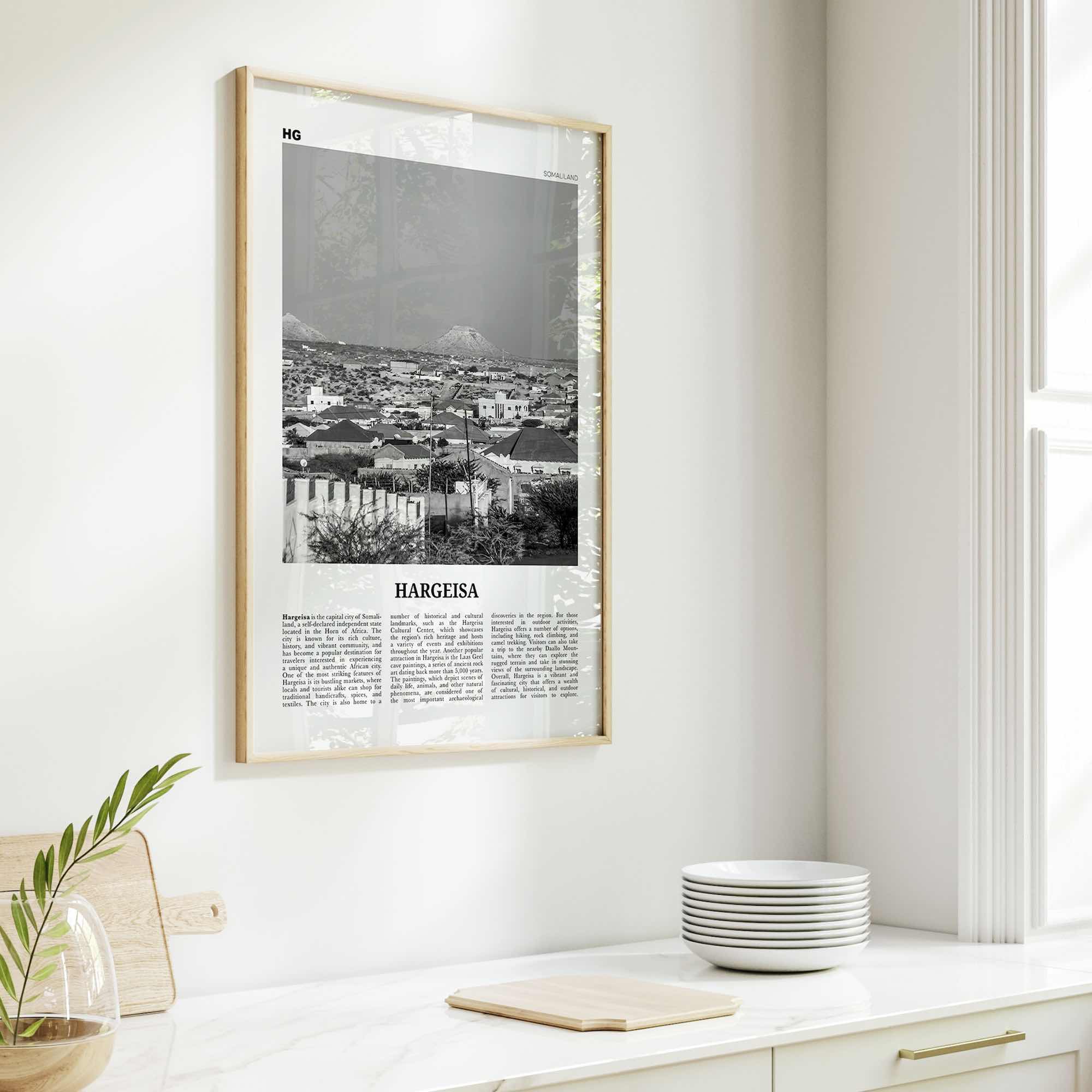 Hargeisa Print Black and White, Hargeisa Wall Art, Hargeisa Poster, Hargeisa Photo, Hargeisa Wall Décor, Hargeisa Map, Somalia