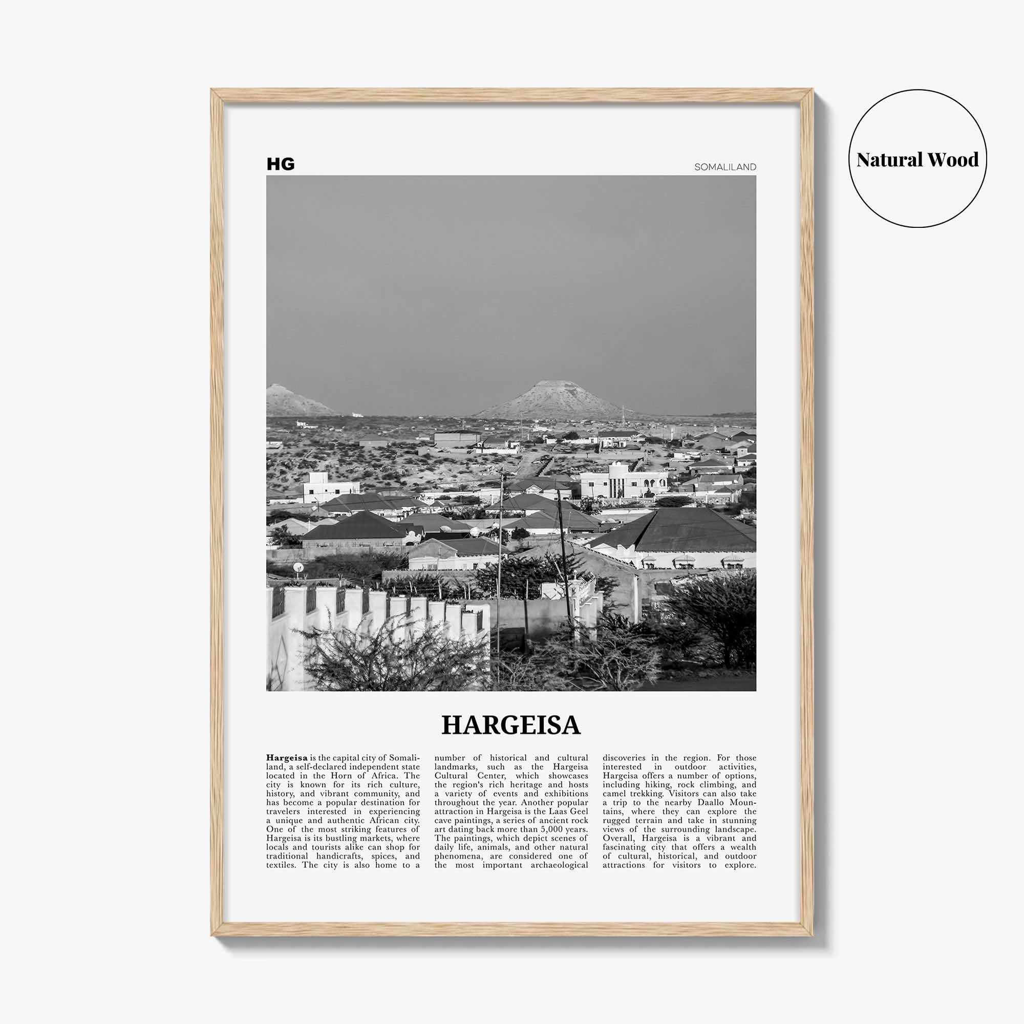 Hargeisa Print Black and White, Hargeisa Wall Art, Hargeisa Poster, Hargeisa Photo, Hargeisa Wall Décor, Hargeisa Map, Somalia