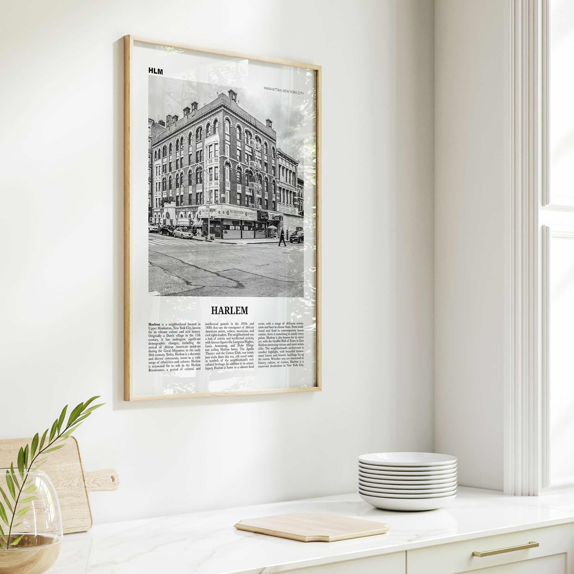 Harlem Print Black and White, Harlem Wall Art, Harlem Poster, Harlem Photo, Harlem Wall Décor, NYC, New York, USA, United States