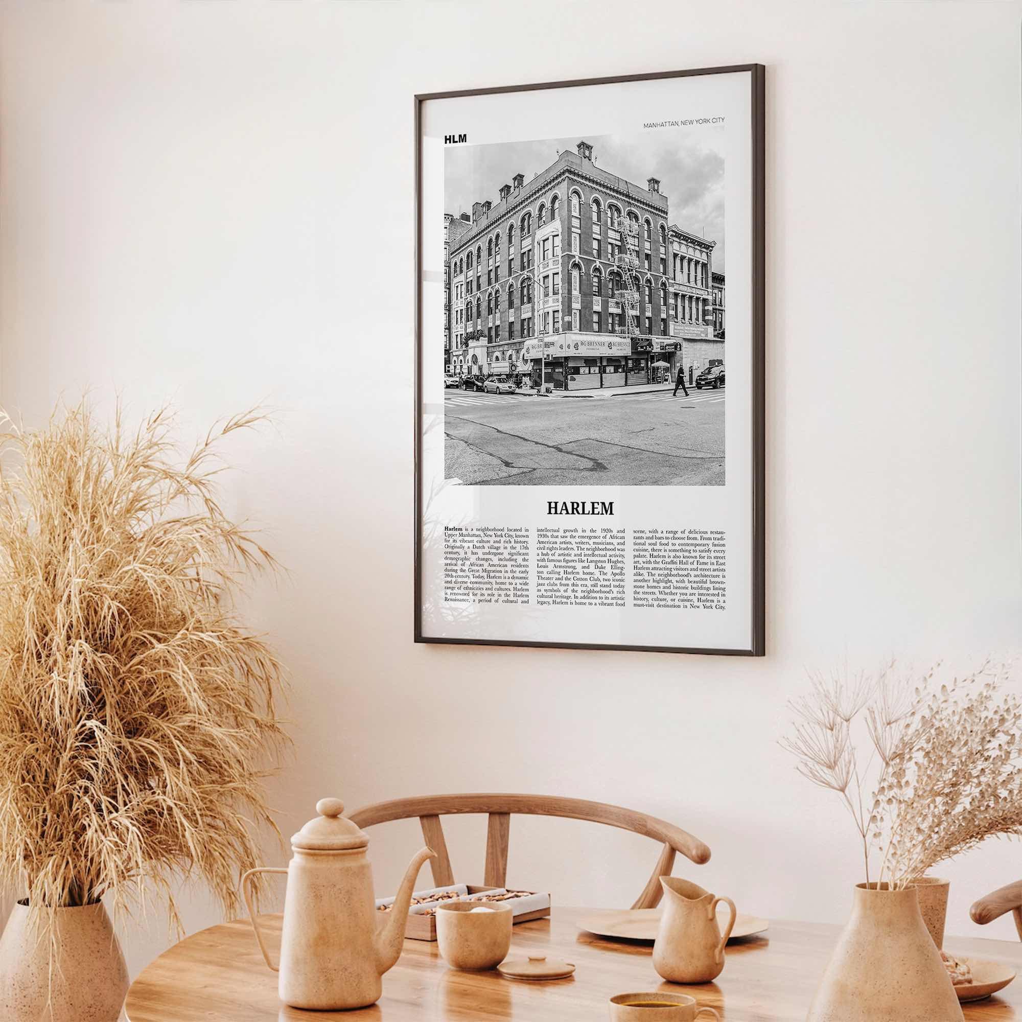 Harlem Print Black and White, Harlem Wall Art, Harlem Poster, Harlem Photo, Harlem Wall Décor, NYC, New York, USA, United States