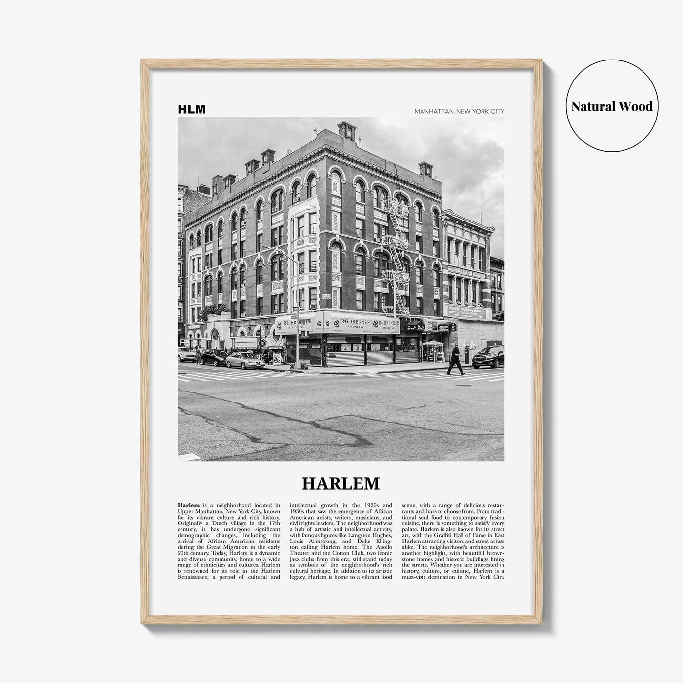 Harlem Print Black and White, Harlem Wall Art, Harlem Poster, Harlem Photo, Harlem Wall Décor, NYC, New York, USA, United States