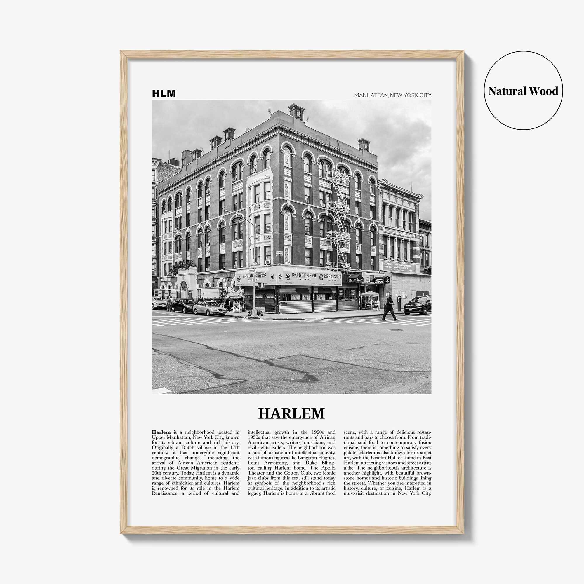 Harlem Print Black and White, Harlem Wall Art, Harlem Poster, Harlem Photo, Harlem Wall Décor, NYC, New York, USA, United States