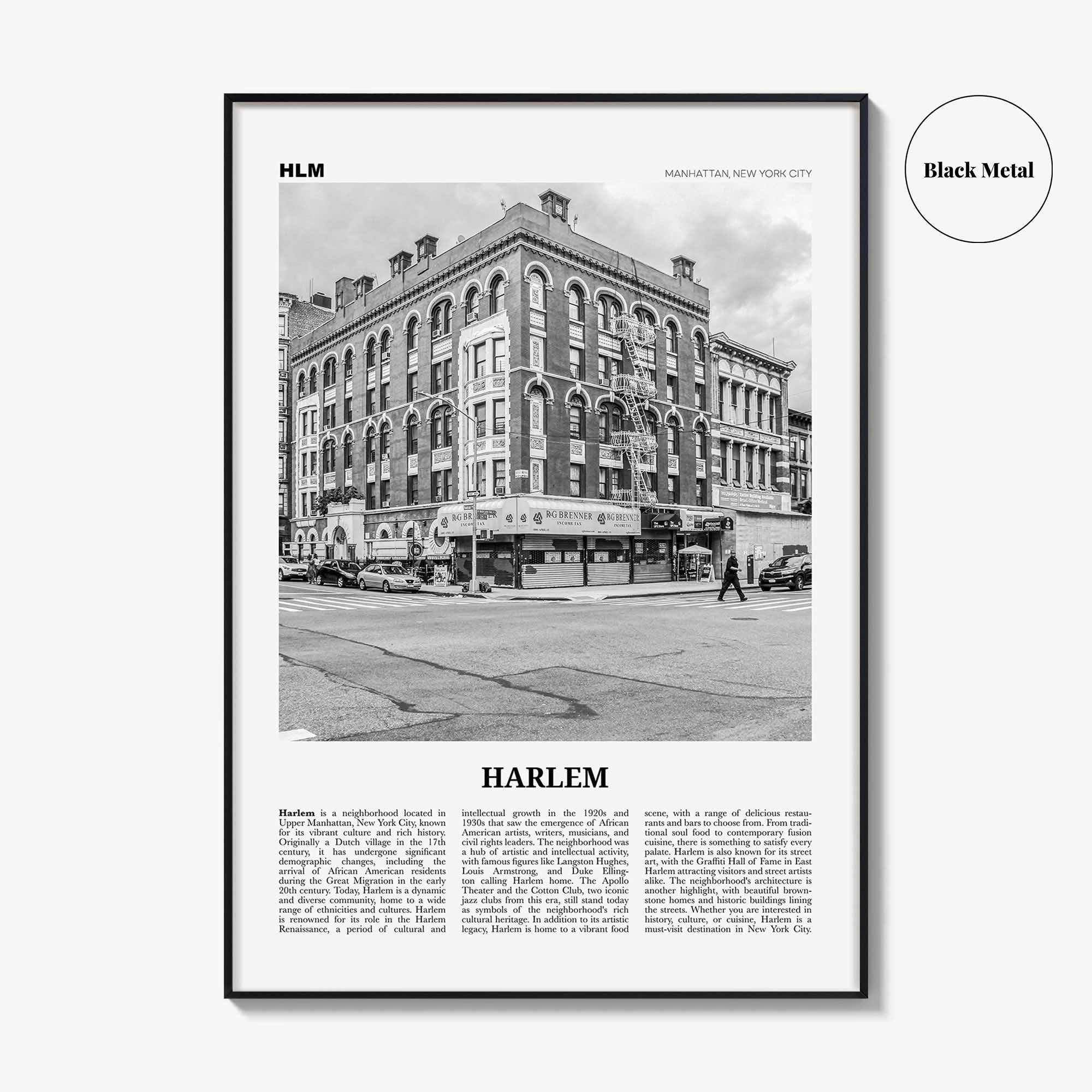 Harlem Print Black and White, Harlem Wall Art, Harlem Poster, Harlem Photo, Harlem Wall Décor, NYC, New York, USA, United States