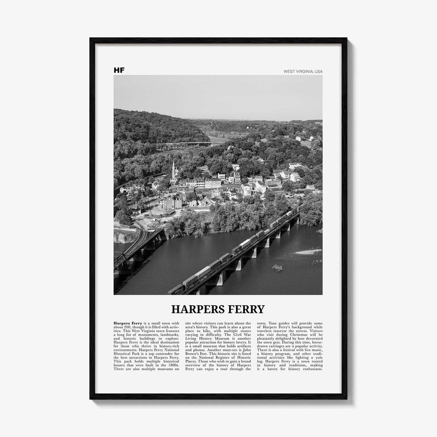 Harpers Ferry Print Black and White, Harpers Ferry Wall Art, Harpers Ferry Poster, Harpers Ferry Photo, West Virginia, USA