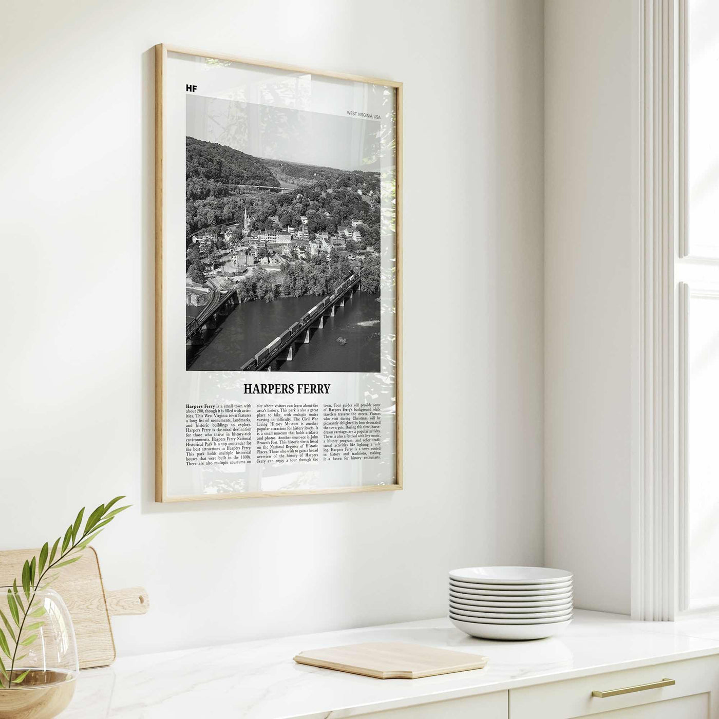 Harpers Ferry Print Black and White, Harpers Ferry Wall Art, Harpers Ferry Poster, Harpers Ferry Photo, West Virginia, USA