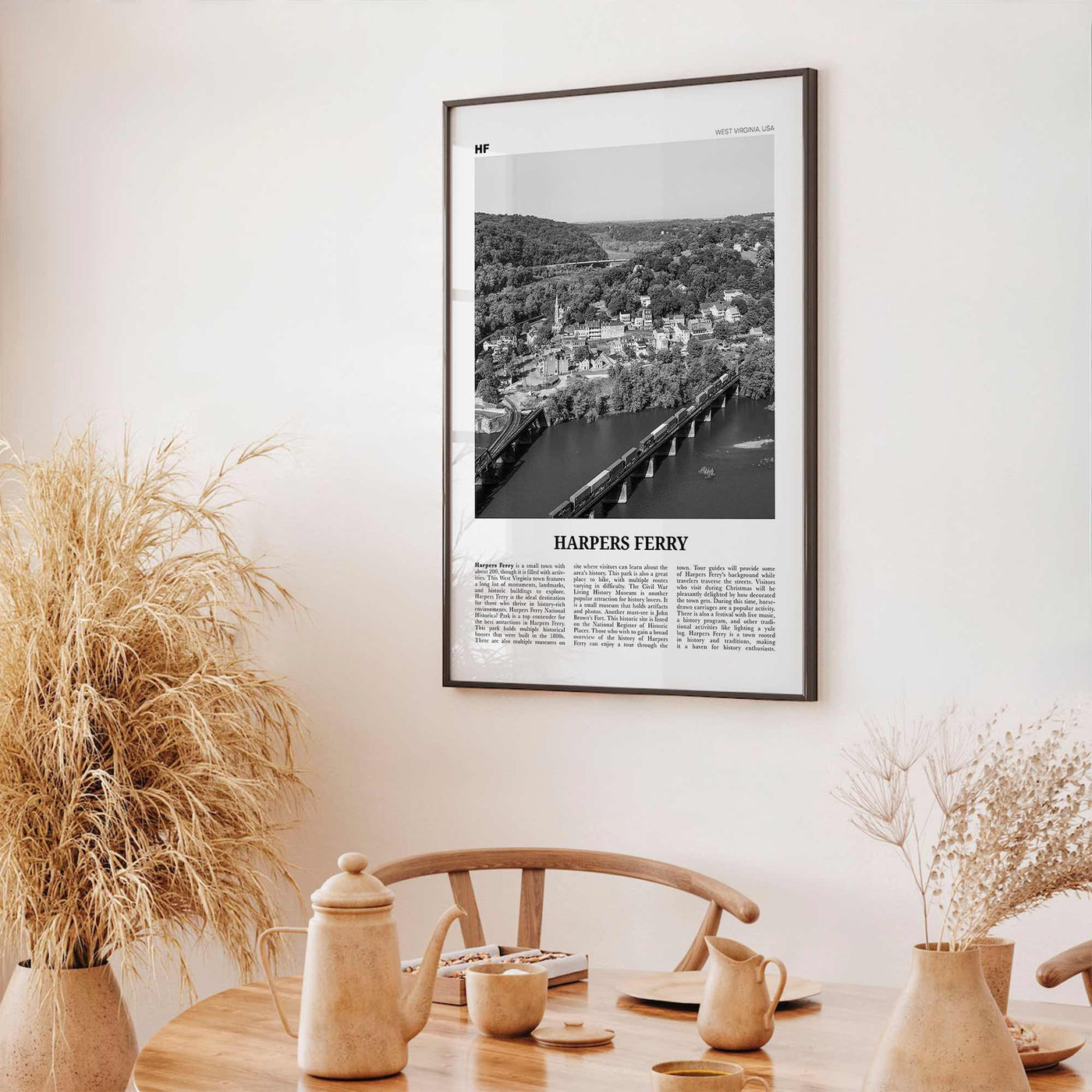 Harpers Ferry Print Black and White, Harpers Ferry Wall Art, Harpers Ferry Poster, Harpers Ferry Photo, West Virginia, USA