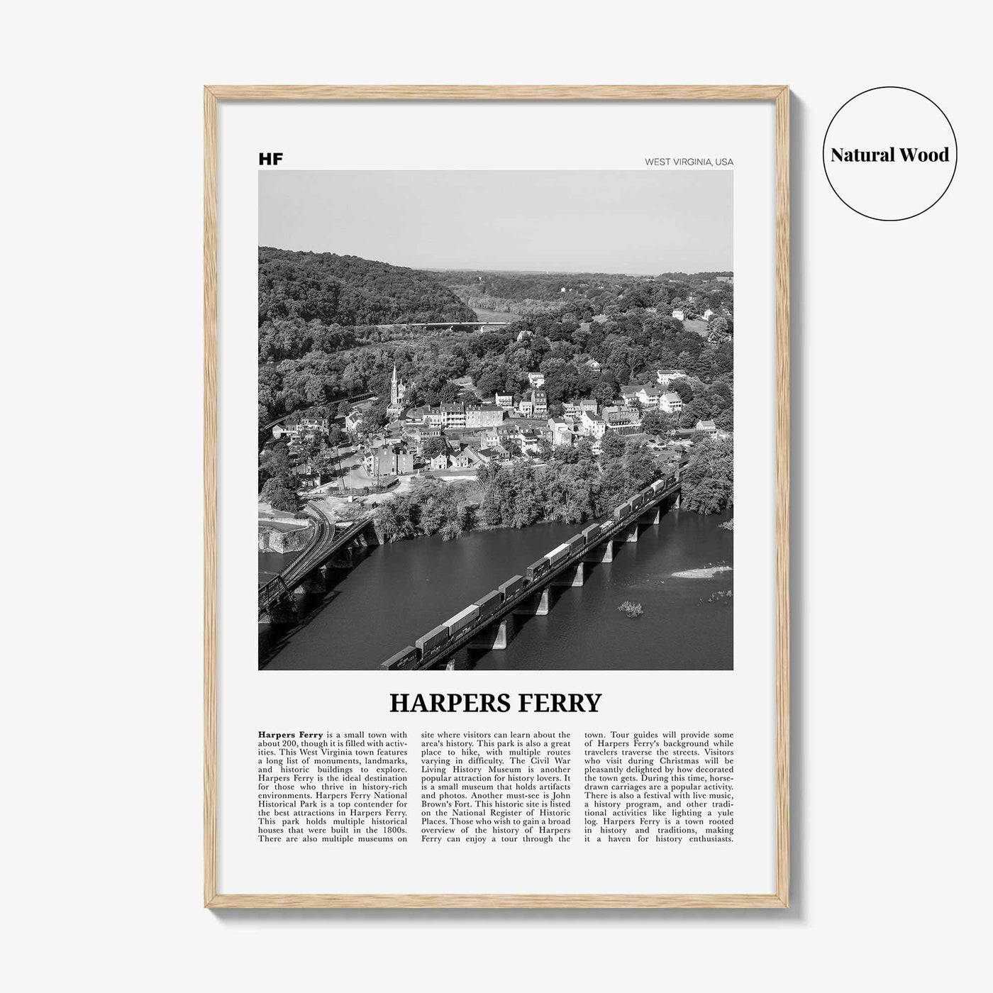 Harpers Ferry Print Black and White, Harpers Ferry Wall Art, Harpers Ferry Poster, Harpers Ferry Photo, West Virginia, USA