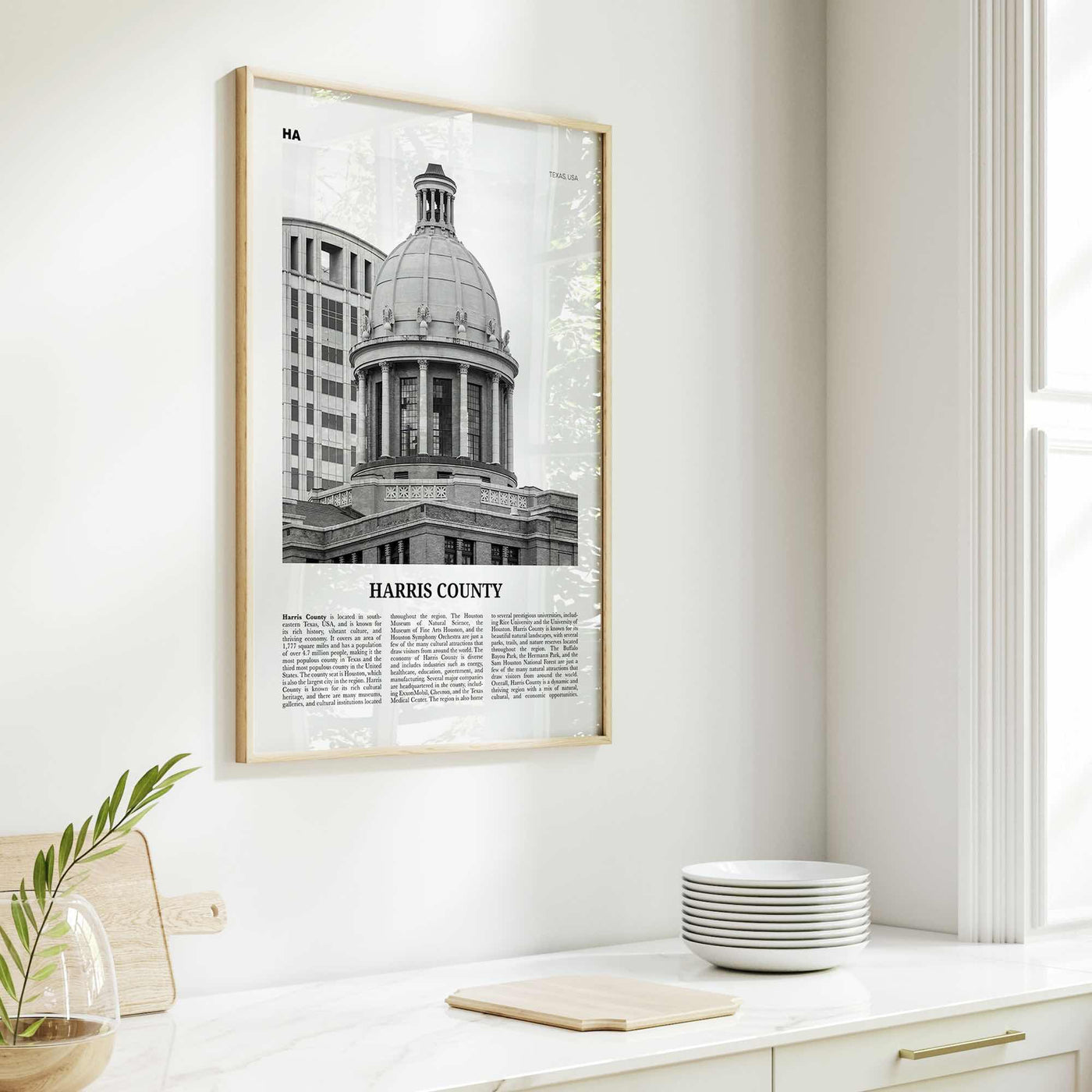 Harris County Print Black and White, Harris County Wall Art, Harris County Poster, Harris County Photo, Harris County Wall Décor, Harris Map