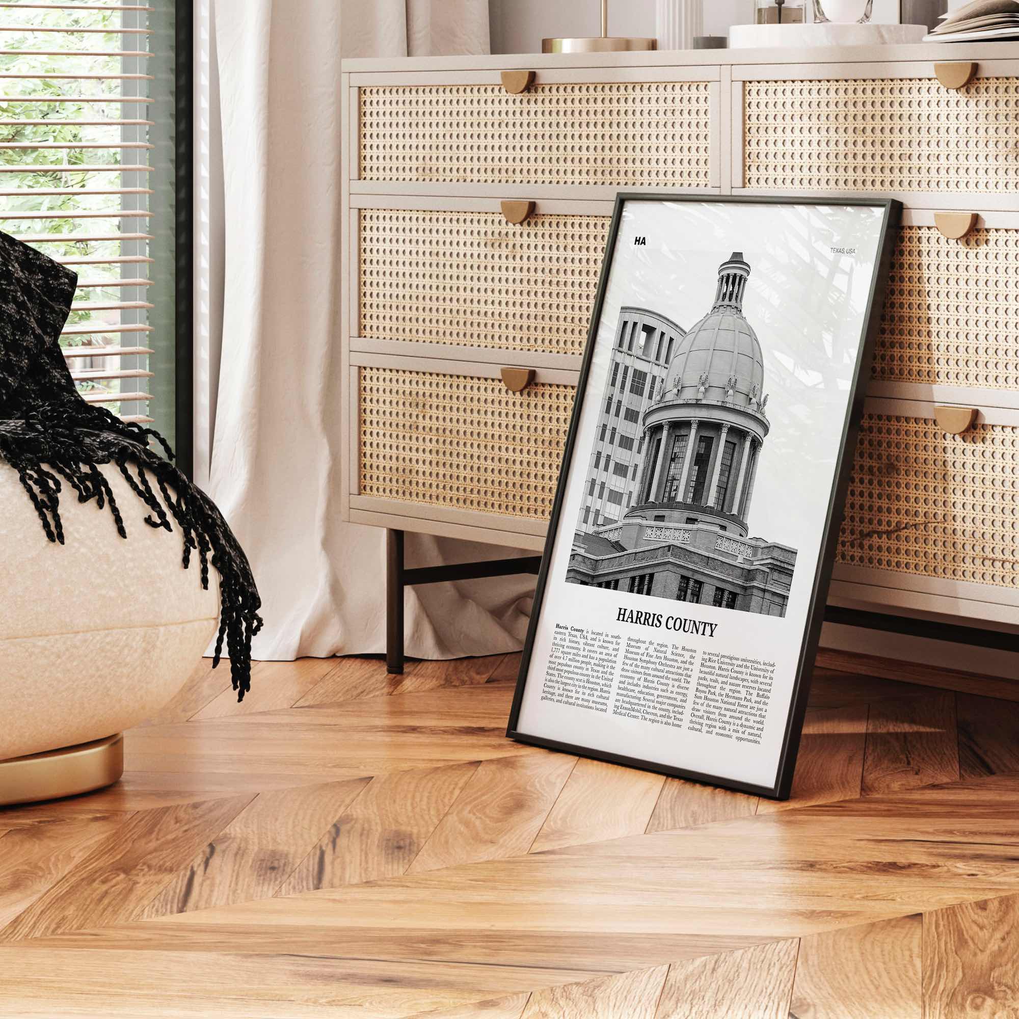 Harris County Print Black and White, Harris County Wall Art, Harris County Poster, Harris County Photo, Harris County Wall Décor, Harris Map