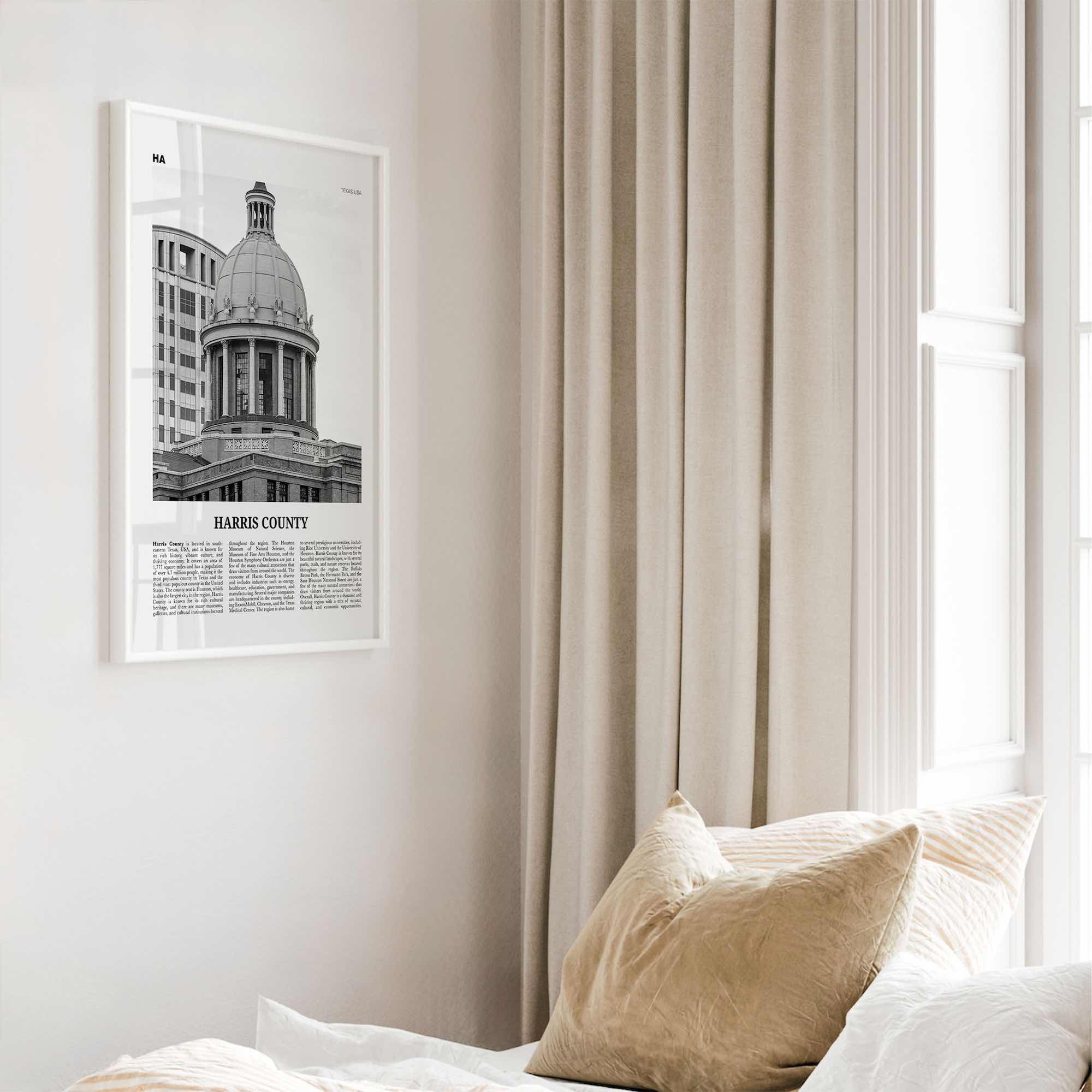 Harris County Print Black and White, Harris County Wall Art, Harris County Poster, Harris County Photo, Harris County Wall Décor, Harris Map