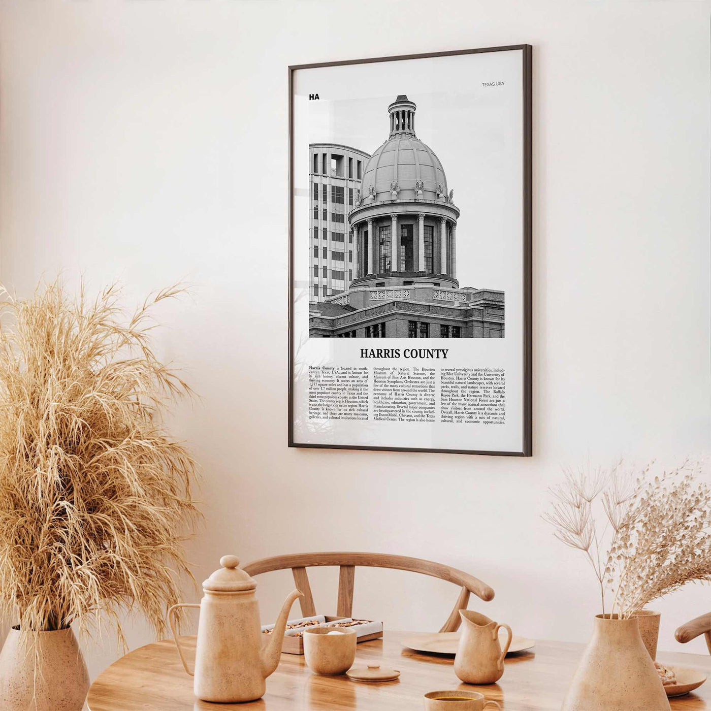 Harris County Print Black and White, Harris County Wall Art, Harris County Poster, Harris County Photo, Harris County Wall Décor, Harris Map