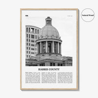 Harris County Print Black and White, Harris County Wall Art, Harris County Poster, Harris County Photo, Harris County Wall Décor, Harris Map