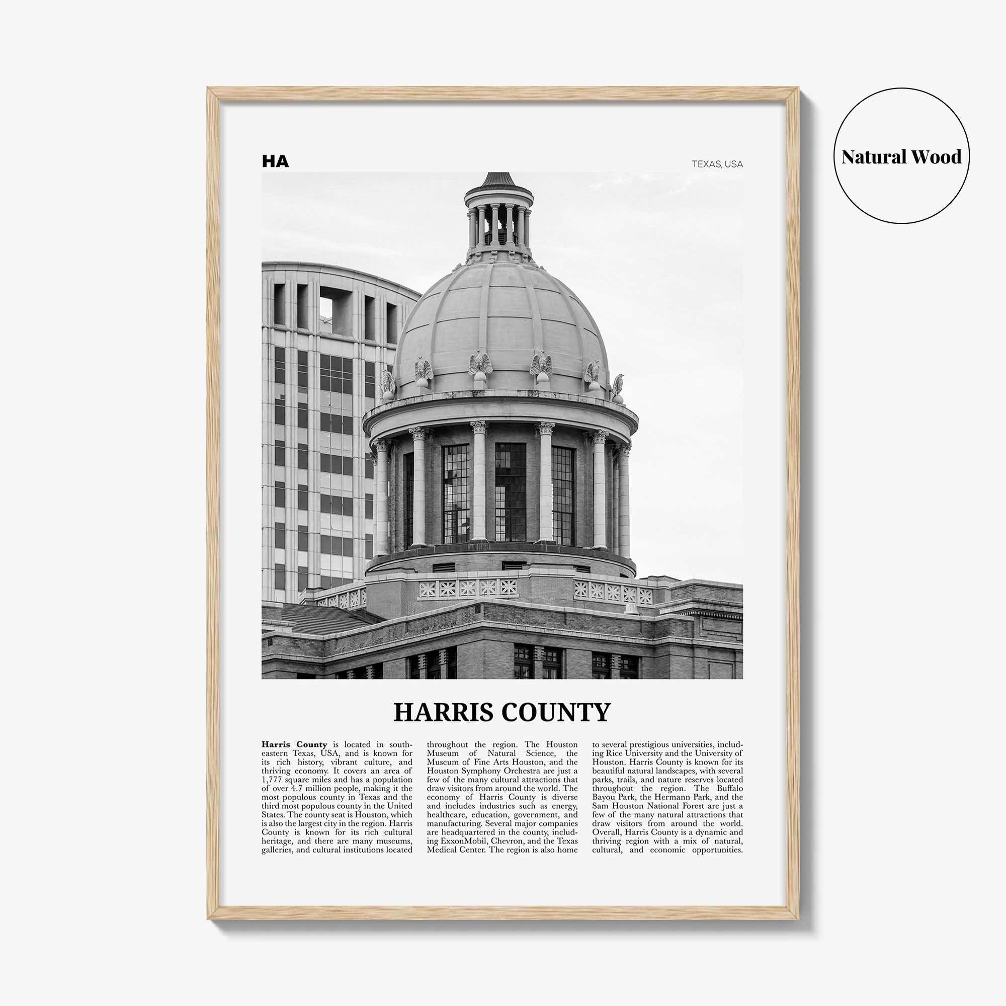 Harris County Print Black and White, Harris County Wall Art, Harris County Poster, Harris County Photo, Harris County Wall Décor, Harris Map