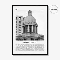 Harris County Print Black and White, Harris County Wall Art, Harris County Poster, Harris County Photo, Harris County Wall Décor, Harris Map