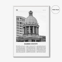 Harris County Print Black and White, Harris County Wall Art, Harris County Poster, Harris County Photo, Harris County Wall Décor, Harris Map