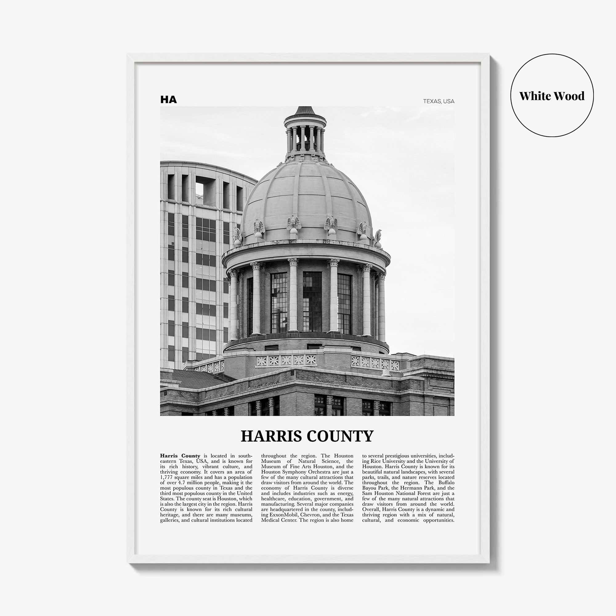 Harris County Print Black and White, Harris County Wall Art, Harris County Poster, Harris County Photo, Harris County Wall Décor, Harris Map