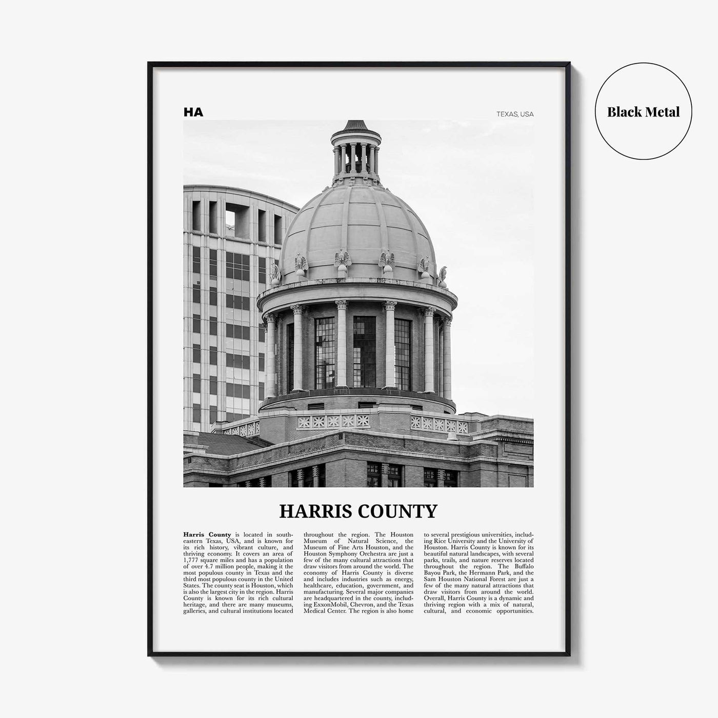 Harris County Print Black and White, Harris County Wall Art, Harris County Poster, Harris County Photo, Harris County Wall Décor, Harris Map