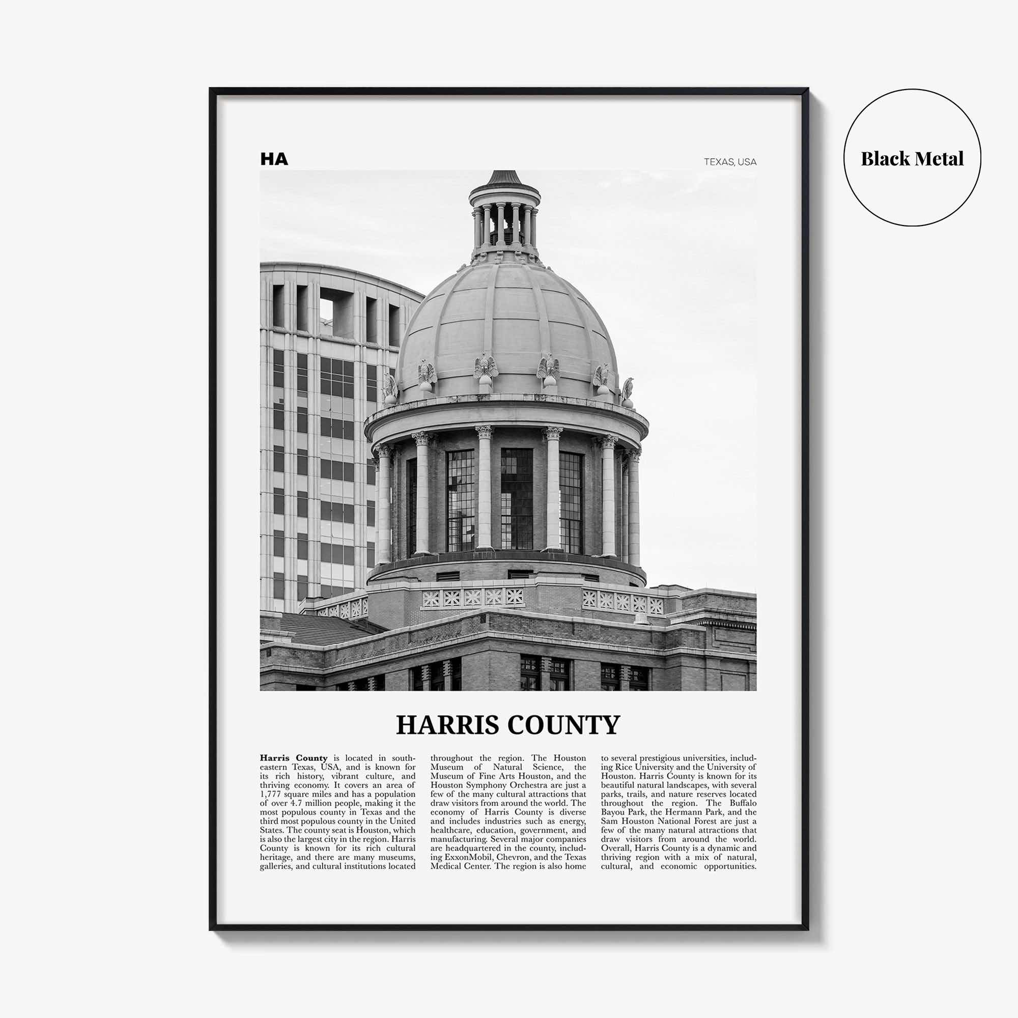 Harris County Print Black and White, Harris County Wall Art, Harris County Poster, Harris County Photo, Harris County Wall Décor, Harris Map