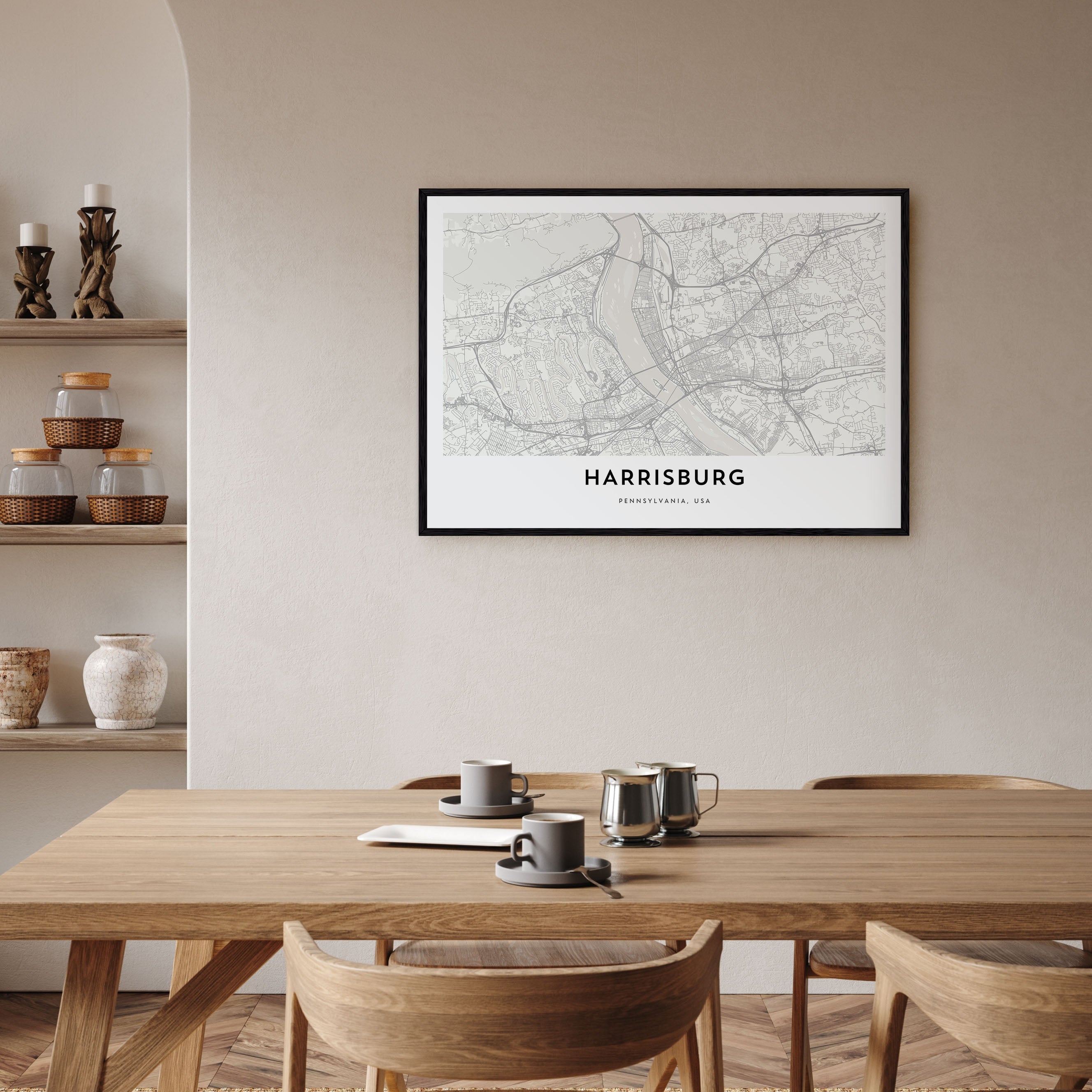 Harrisburg Map Landscape Poster