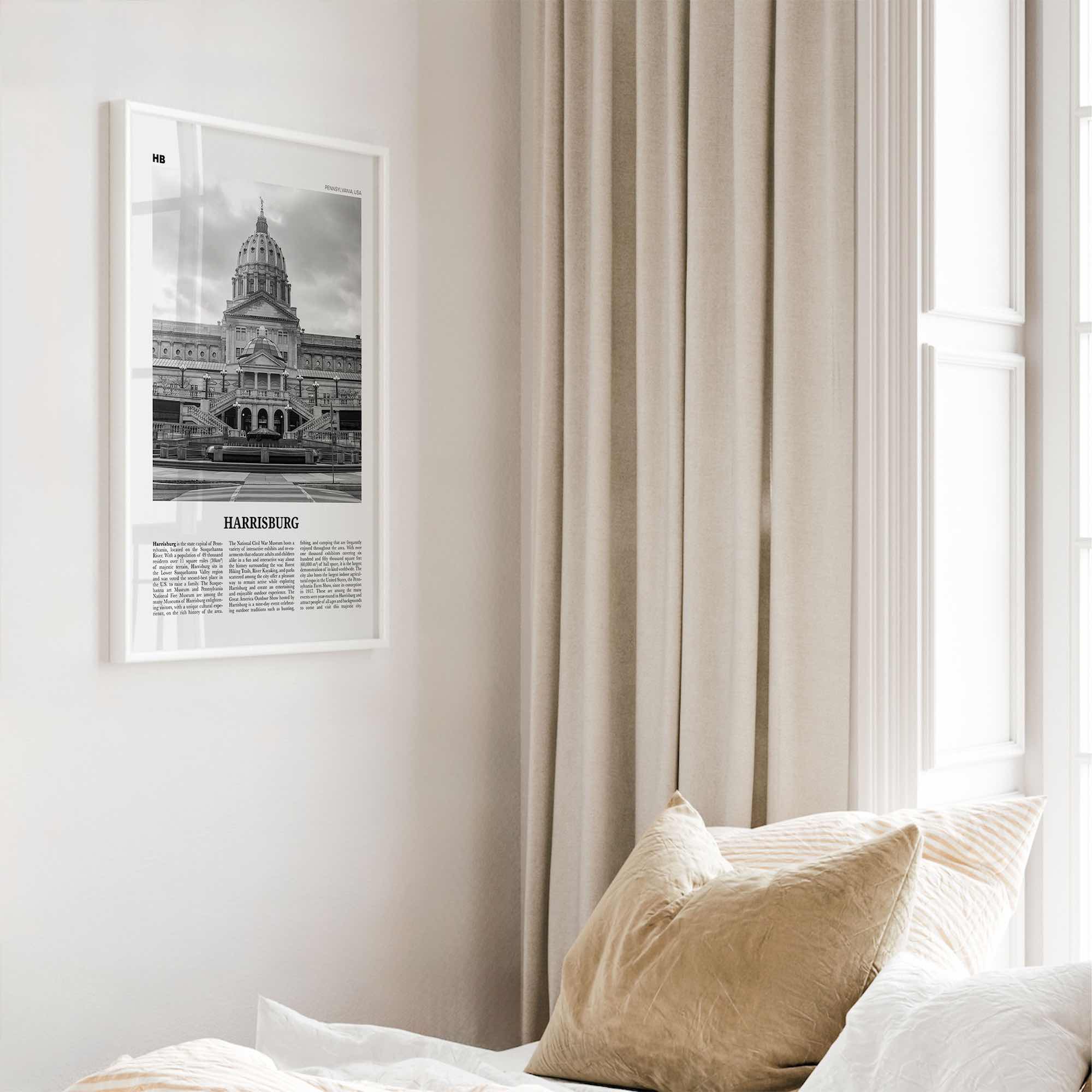 Harrisburg Print Black and White, Harrisburg Wall Art, Harrisburg Poster, Harrisburg Photo, Harrisburg Map, Pennsylvania, USA, United States