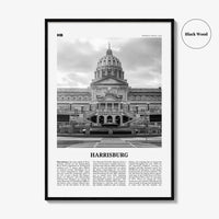 Harrisburg Print Black and White, Harrisburg Wall Art, Harrisburg Poster, Harrisburg Photo, Harrisburg Map, Pennsylvania, USA, United States