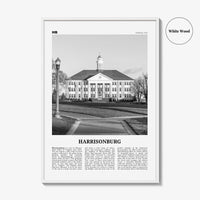 Harrisonburg Print Black and White, Harrisonburg Wall Art, Harrisonburg Poster, Harrisonburg Photo, Harrisonburg Map, Virginia, USA