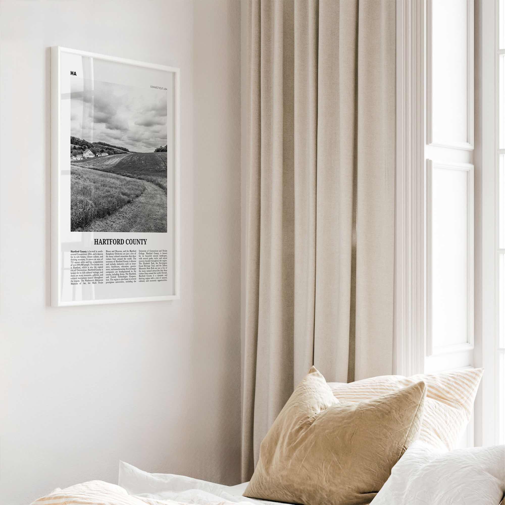 Hartford County Print Black and White, Hartford County Wall Art, Hartford County Poster, Hartford Photo, Hartford Wall Décor, Hartford Map