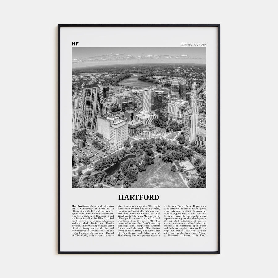 Hartford Travel B&W Poster
