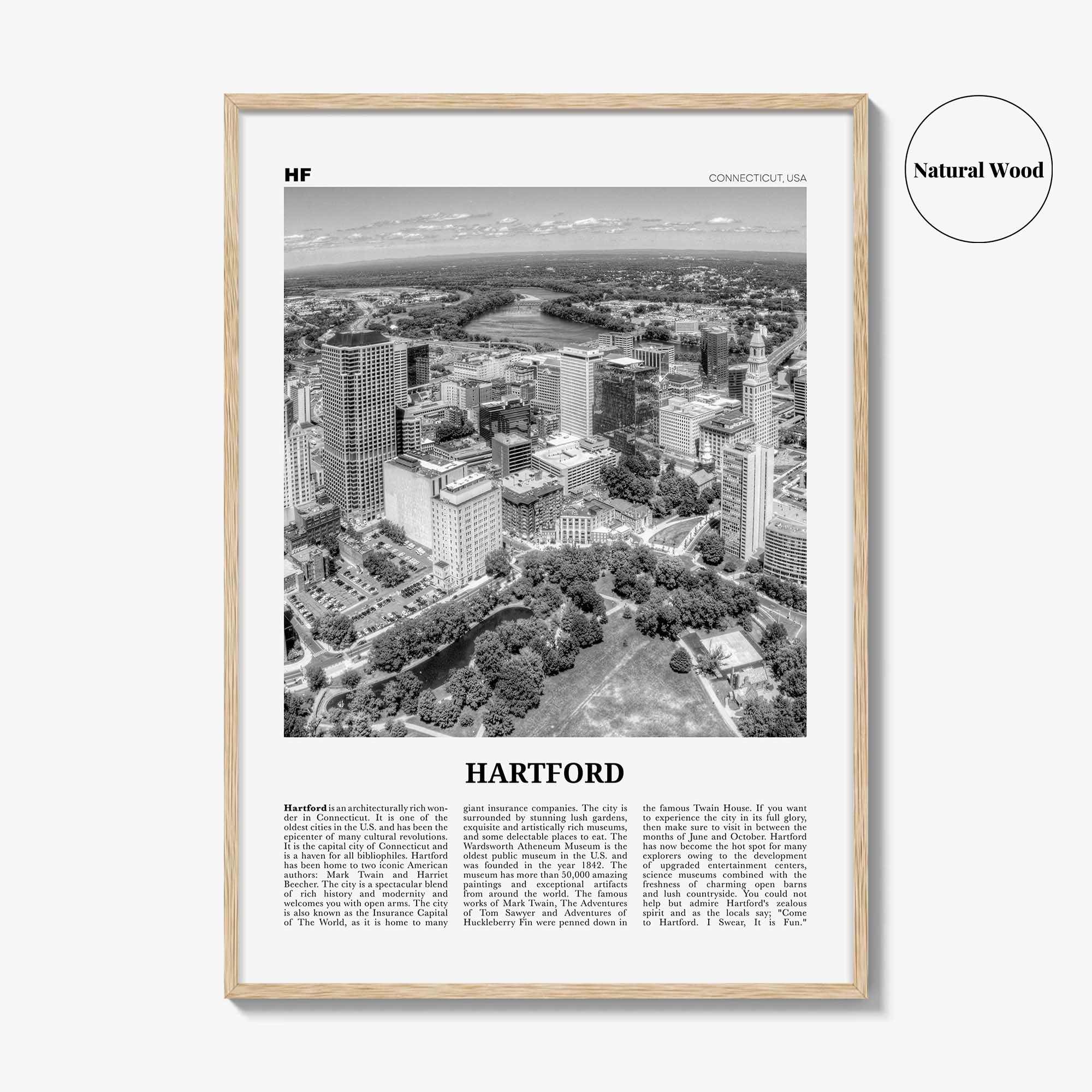 Hartford Print Black and White, Hartford Wall Art, Hartford Poster, Hartford Photo, Connecticut, USA, United States, North America