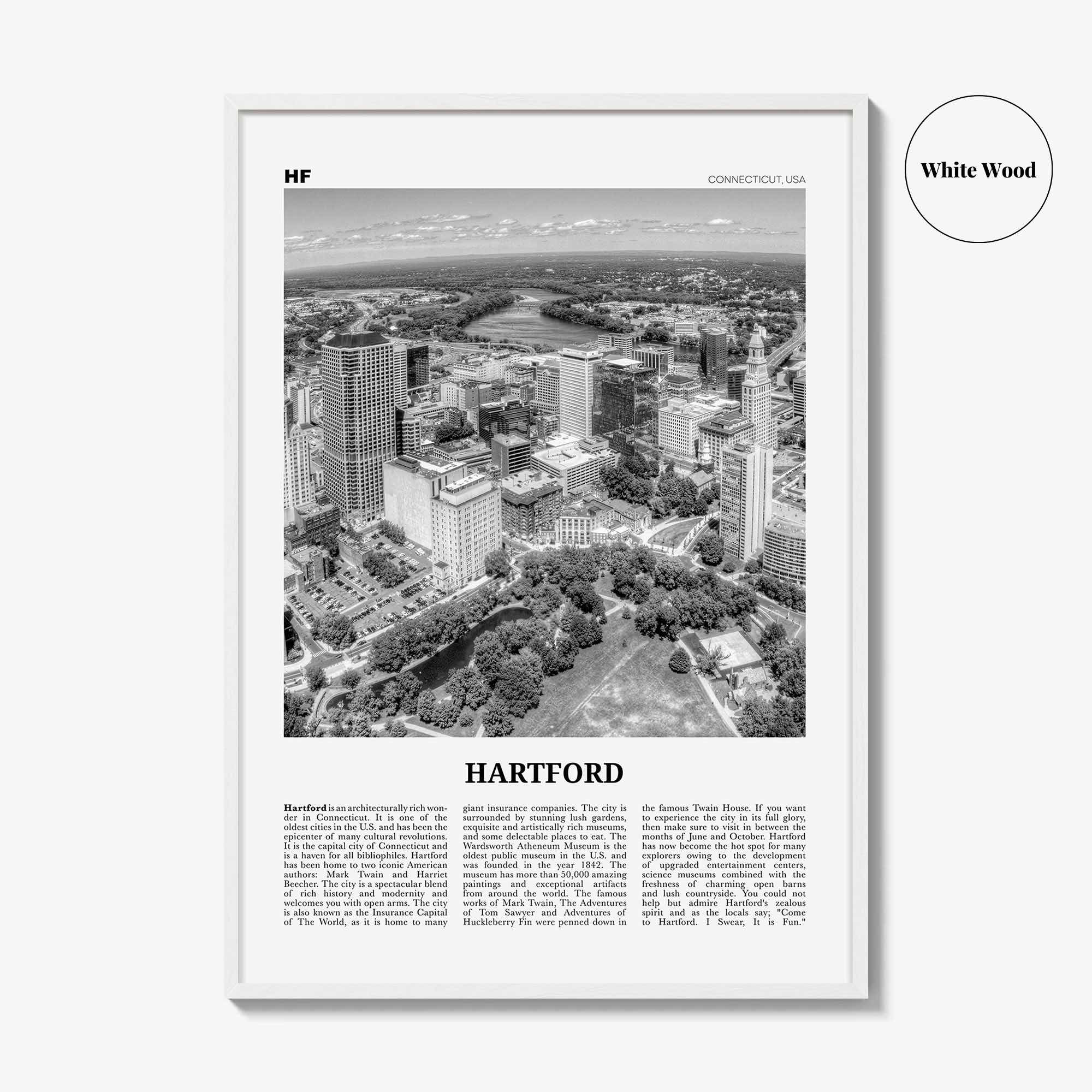 Hartford Print Black and White, Hartford Wall Art, Hartford Poster, Hartford Photo, Connecticut, USA, United States, North America