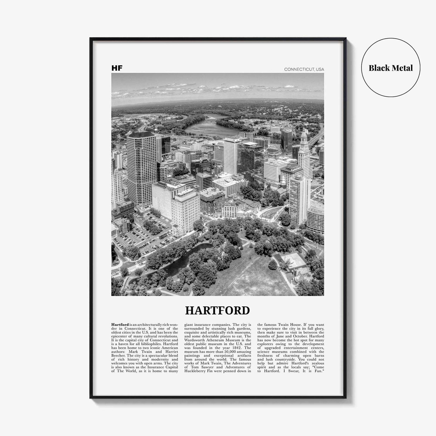 Hartford Print Black and White, Hartford Wall Art, Hartford Poster, Hartford Photo, Connecticut, USA, United States, North America
