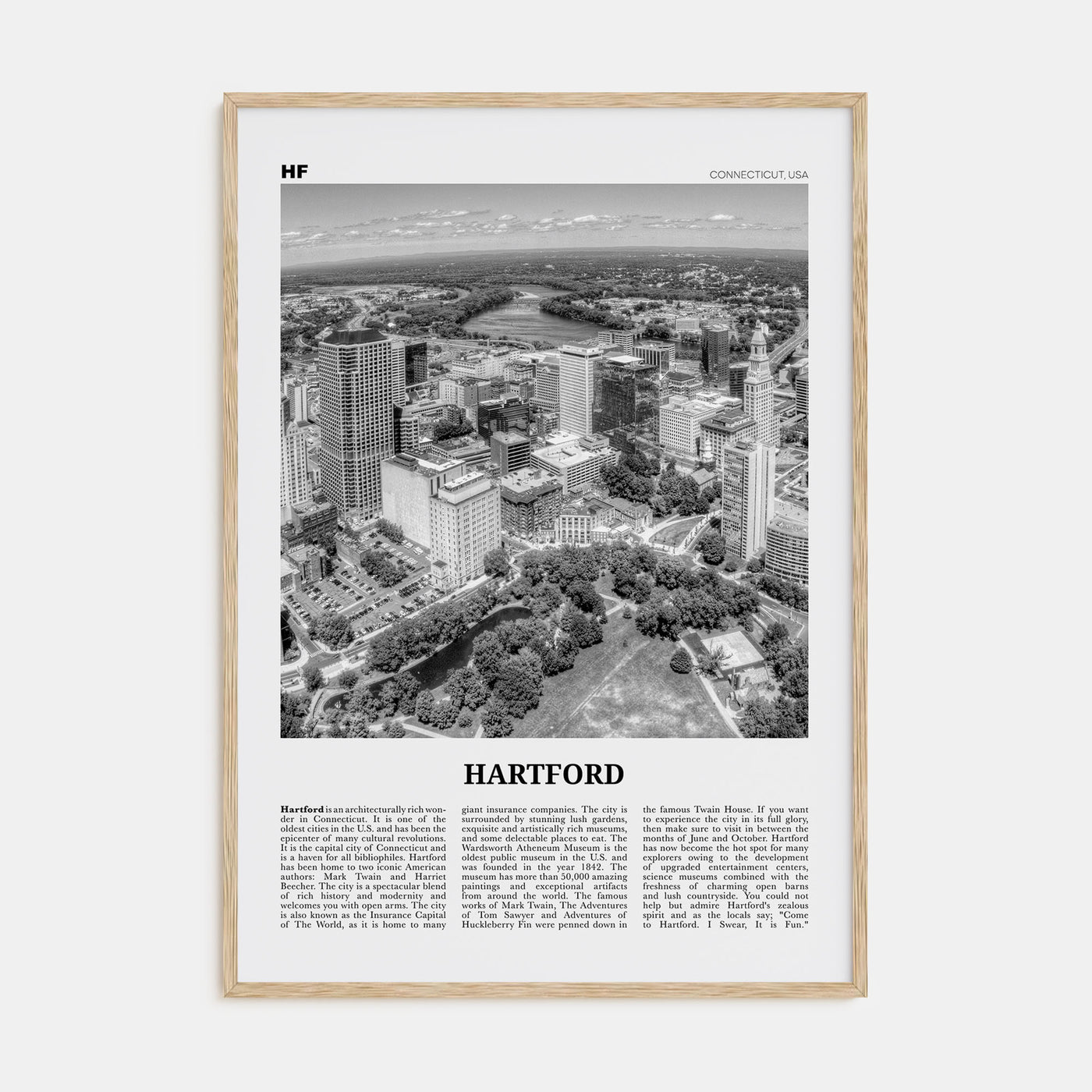 Hartford Travel B&W Poster
