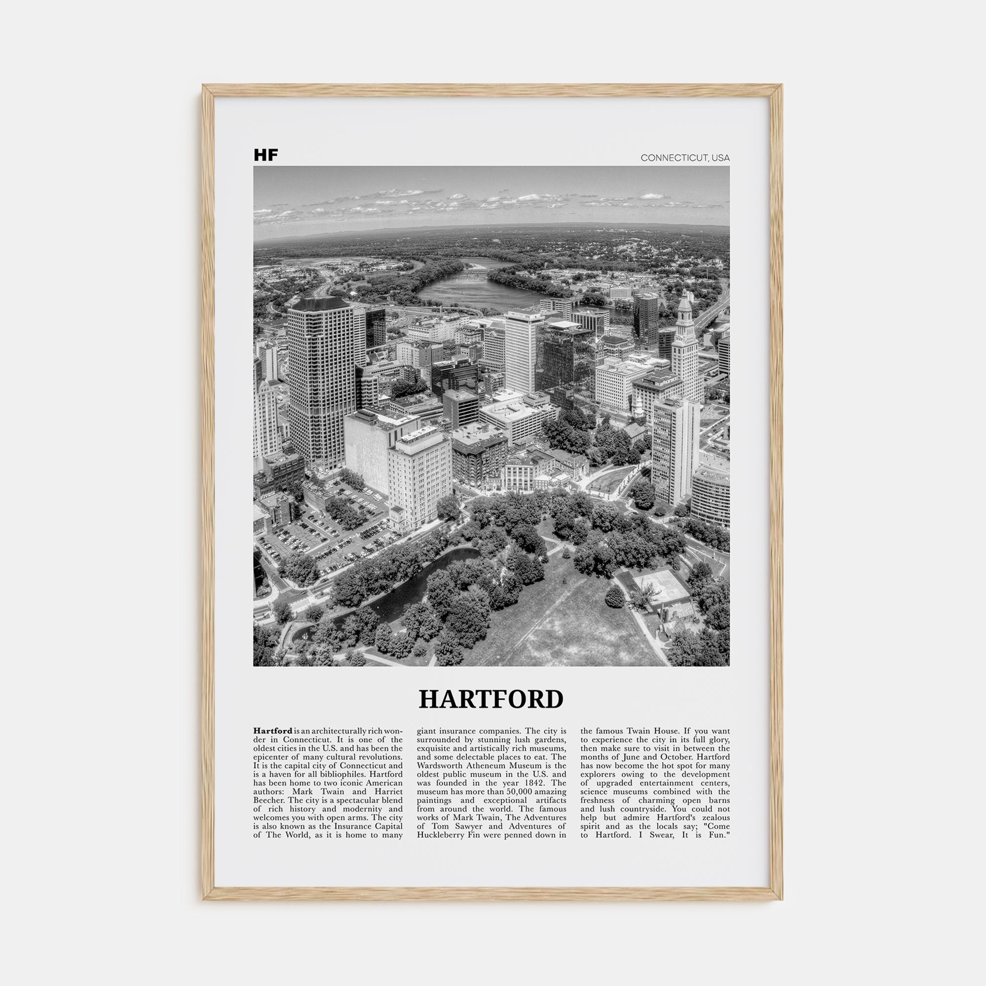 Hartford Travel B&W Poster